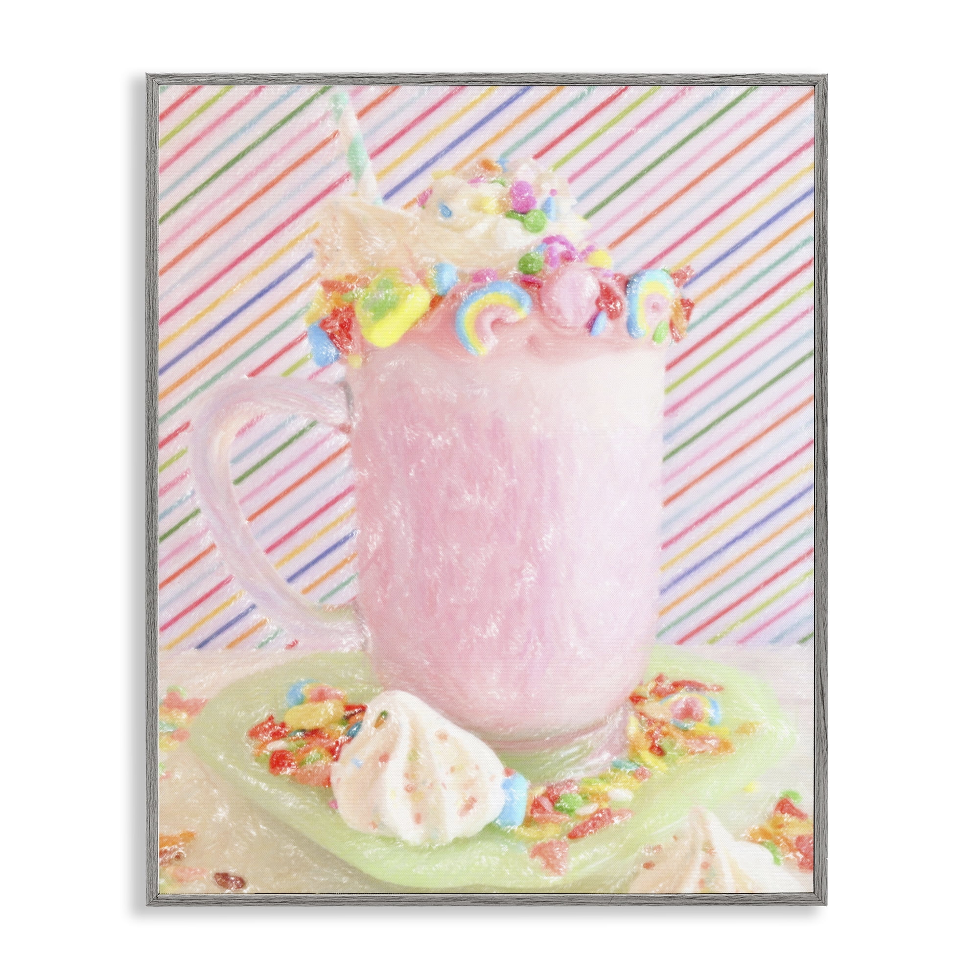 Stupell Industries Sweet Dreams Milkshake Food & Beverage Painting Gray Framed Art Print Wall Art, 16 x 20