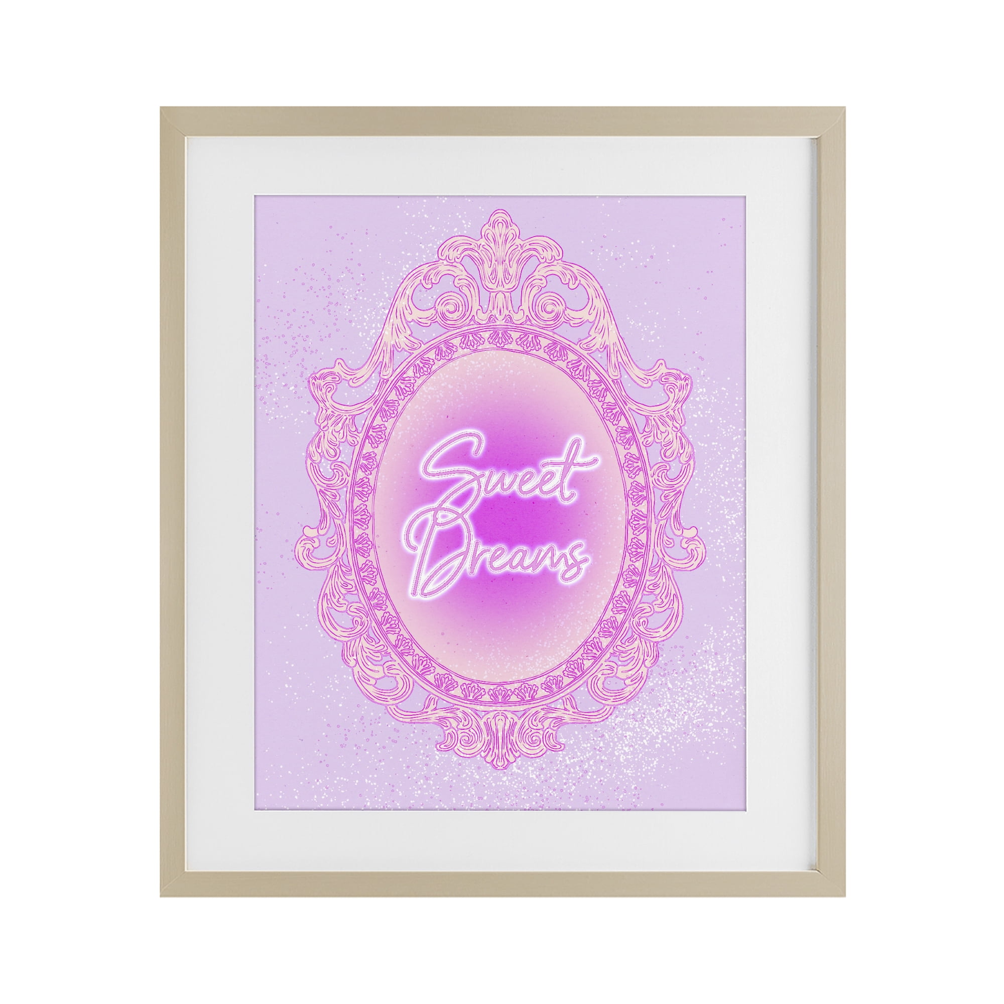 Stupell Industries Sweet Dreams Ornate Mirror Birch Framed Print Under Glass, design by Ziwei Li