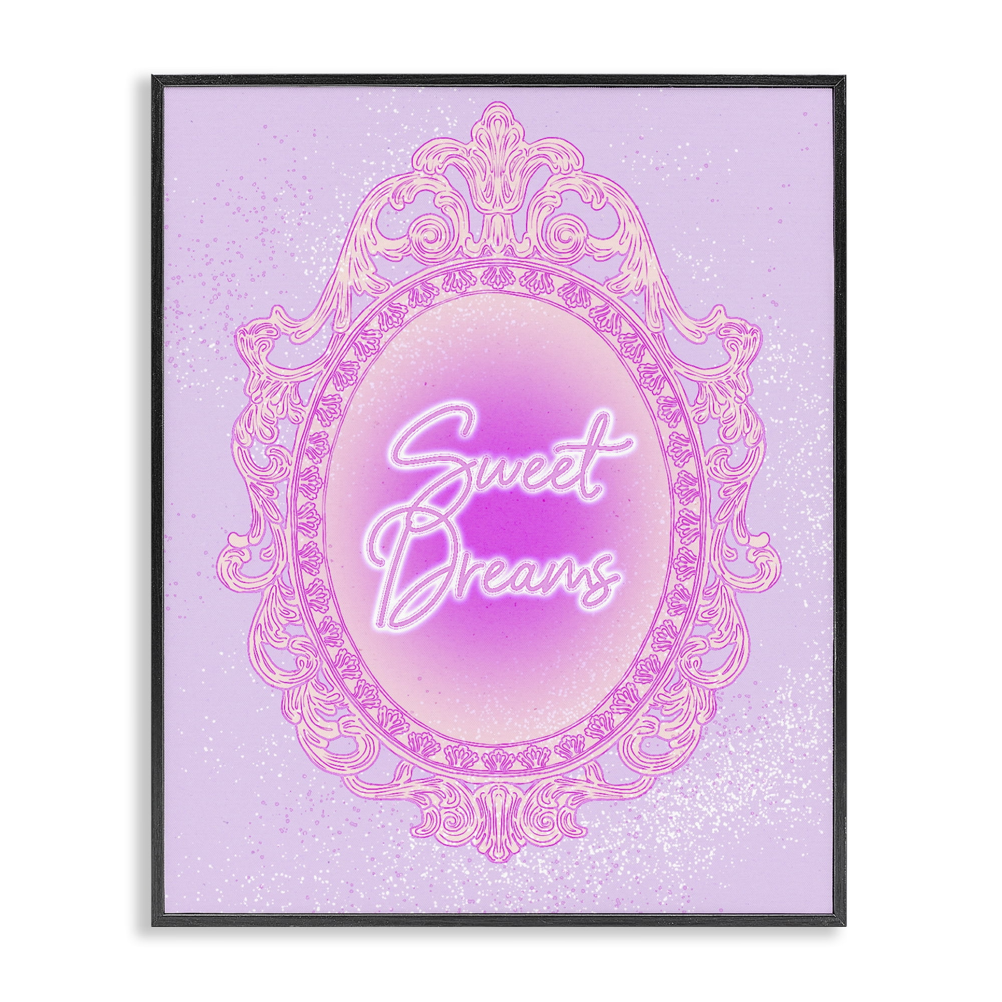 Stupell Industries Sweet Dreams Ornate Mirror Black Framed Giclee Art, design by Ziwei Li