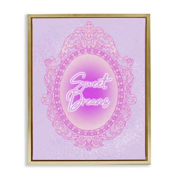 Stupell Industries Art Deco Sweet Dreams Ornate Mirror Gold Floating Frame Canvas Art, 25 x 31, by Ziwei Li