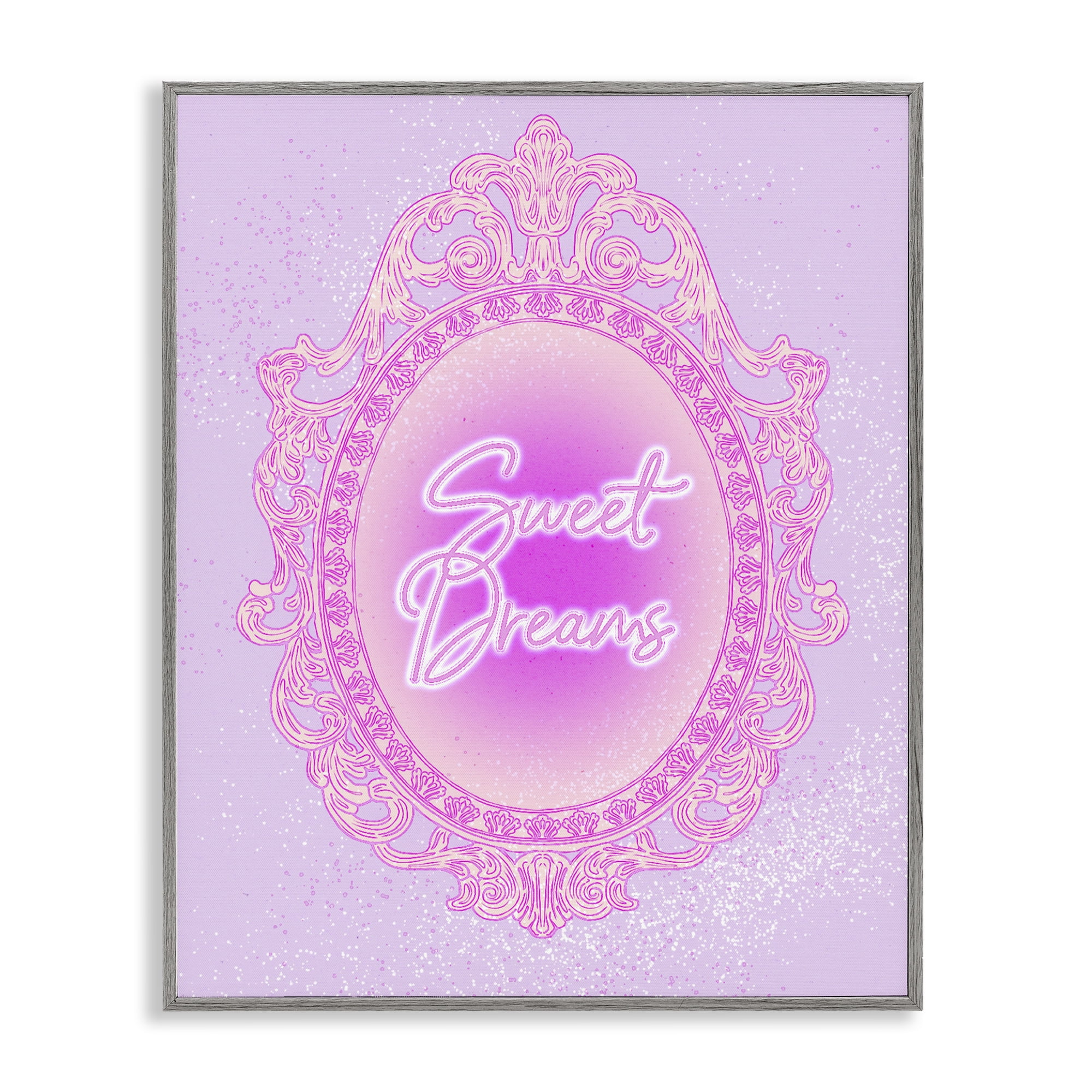 Stupell Industries Sweet Dreams Ornate Mirror Gray Framed Giclee Art, design by Ziwei Li