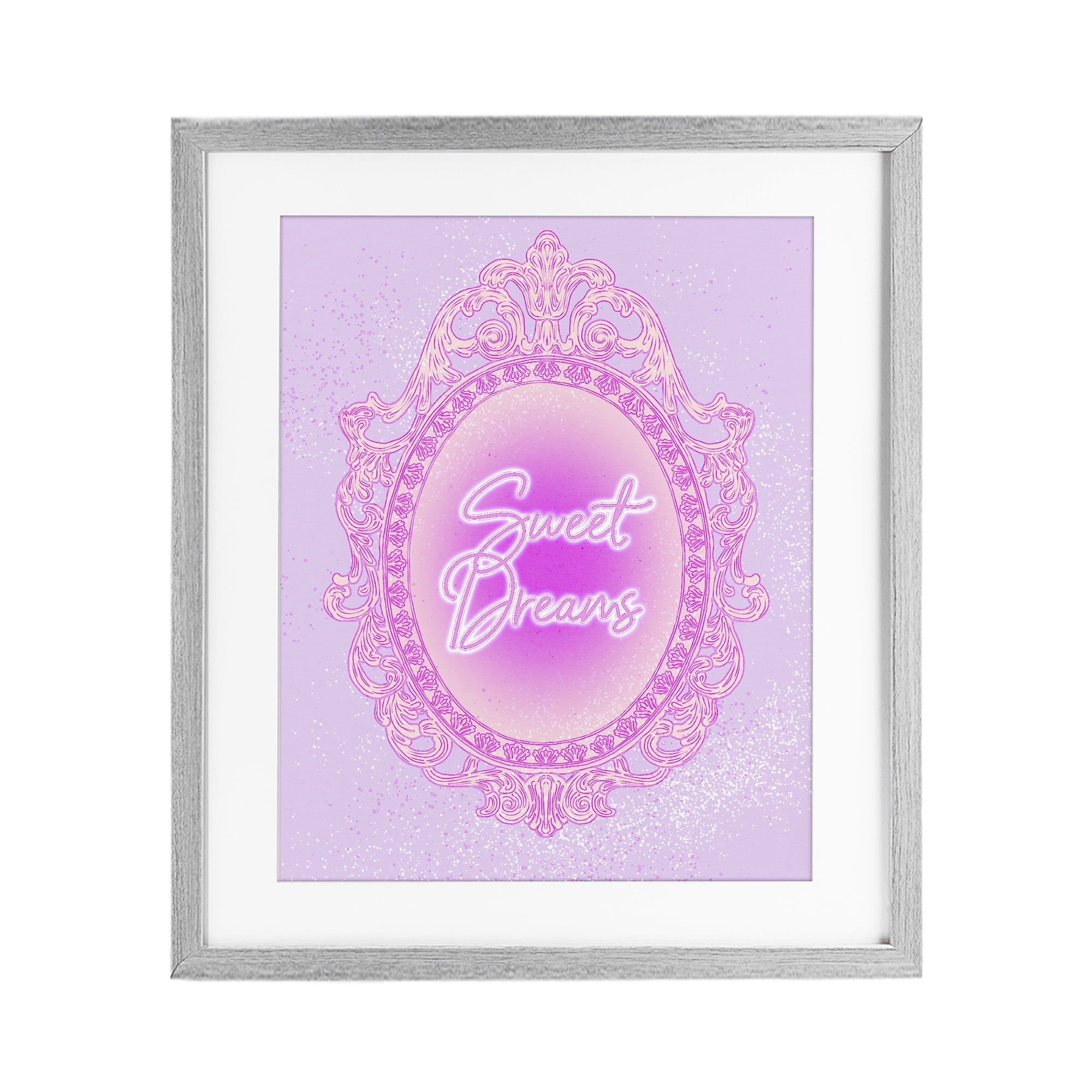 Stupell Industries Sweet Dreams Ornate Mirror Gray Framed Print Under Glass, design by Ziwei Li