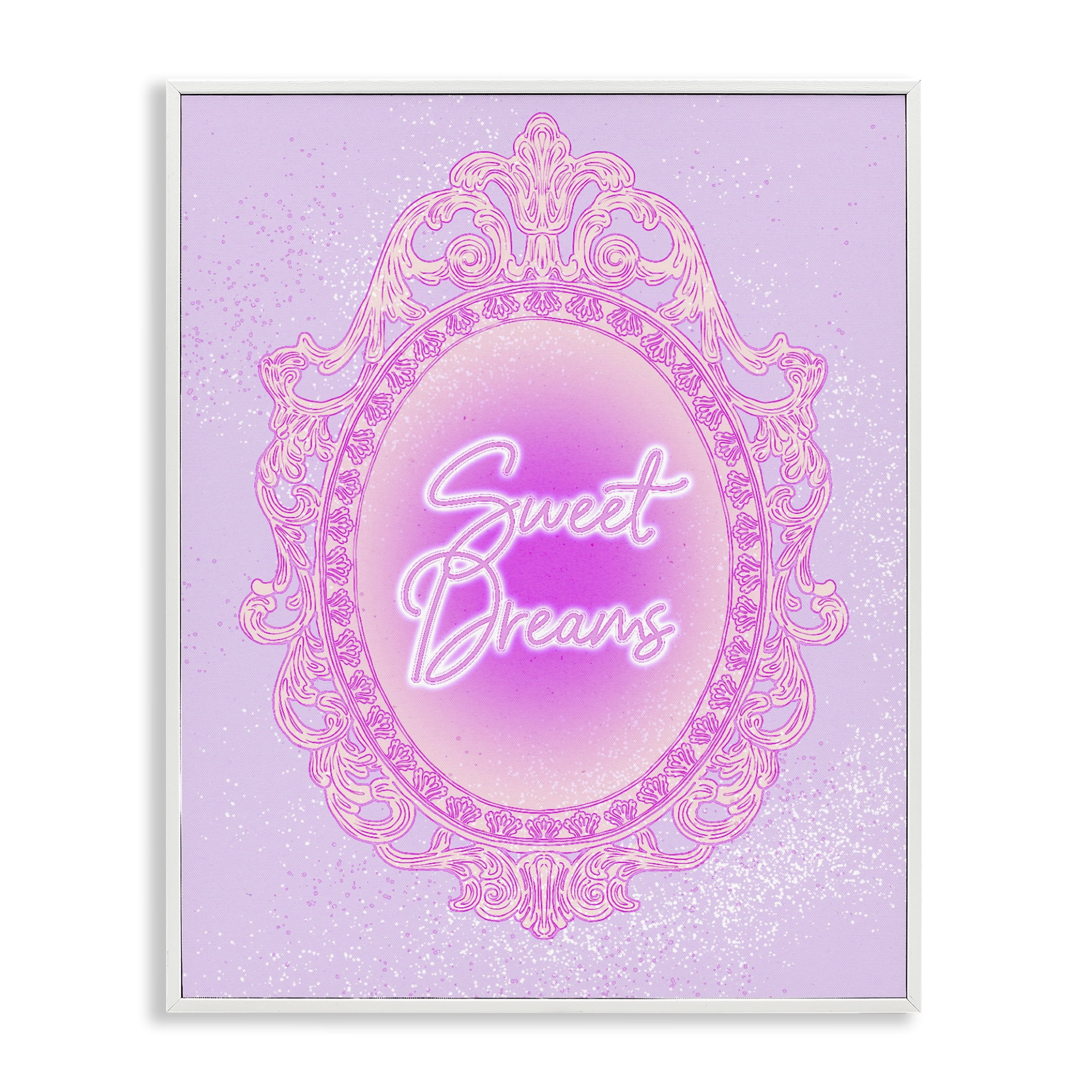 Stupell Industries Sweet Dreams Ornate Mirror White Framed Giclee Art, design by Ziwei Li