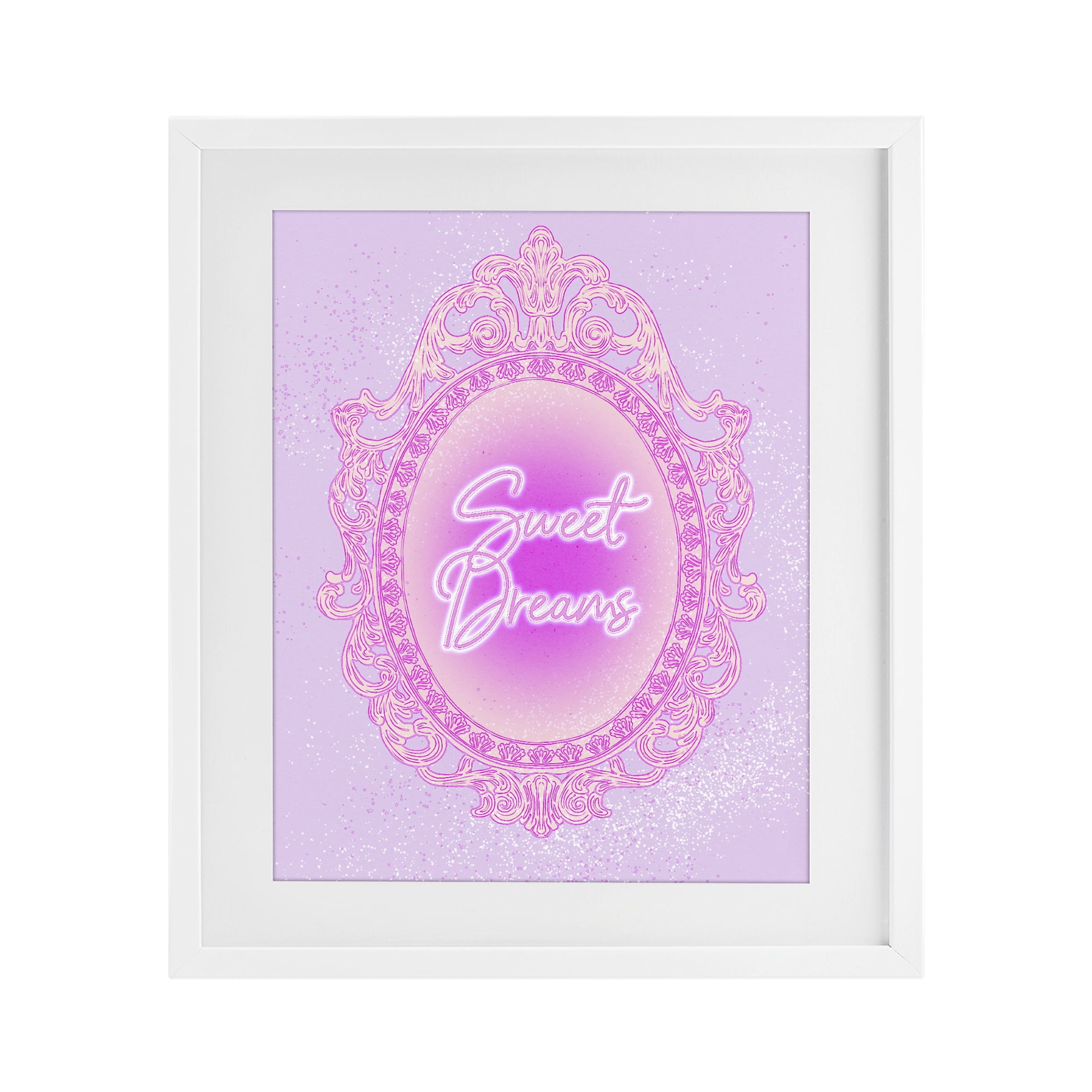 Stupell Industries Sweet Dreams Ornate Mirror White Framed Print Under Glass, design by Ziwei Li