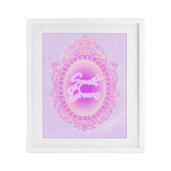 Stupell Industries Art Deco Sweet Dreams Ornate Mirror White Framed Print Under Glass, 17 x 21, by Ziwei Li
