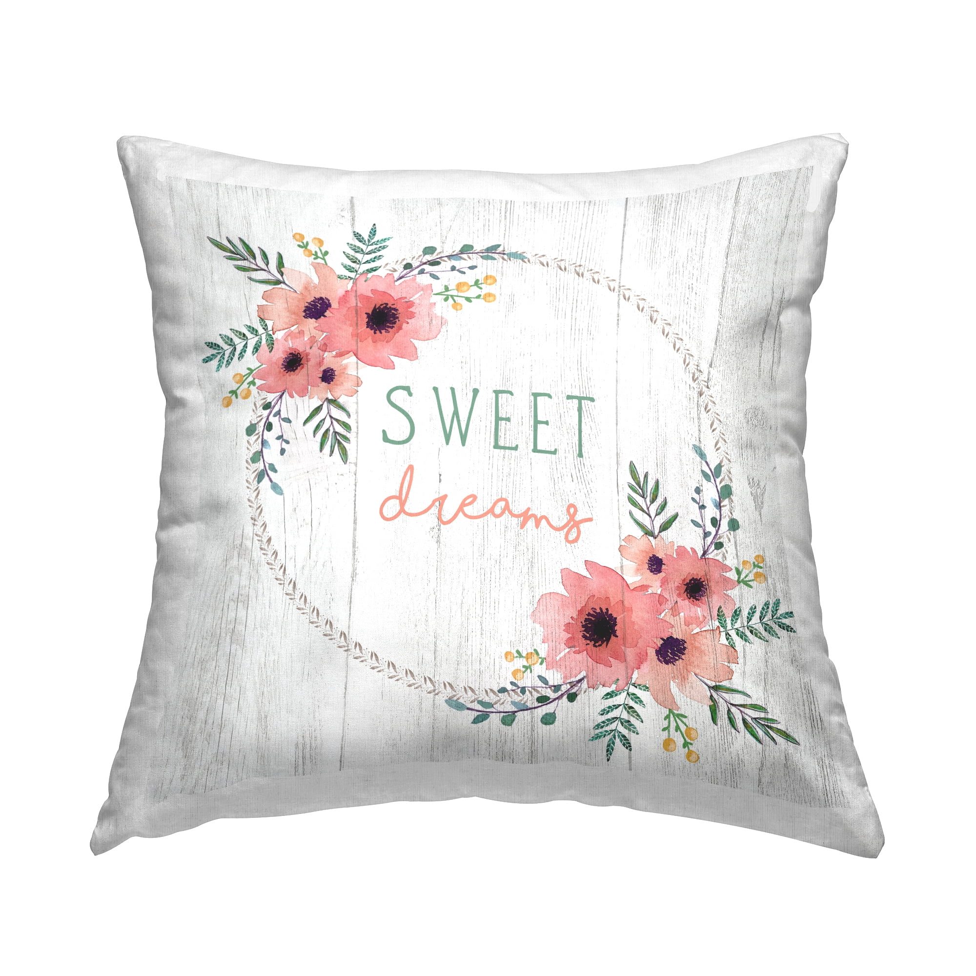 Sweet Dreams Pink Floral Square Decorative Pillow