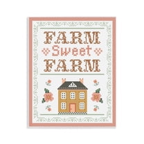 Stupell Industries Sweet Farm Needlepoint Style Text & Numbers Painting Unframed Art Print Wall Art, 11 x 14