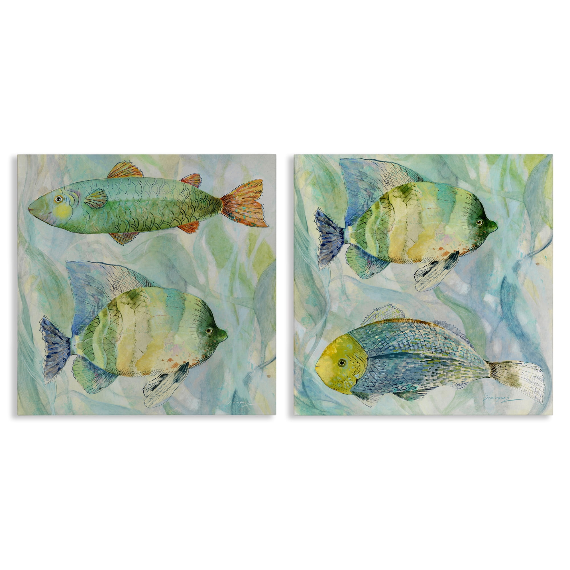 Stupell Industries Sweet Fish Aquatics 2 Piece Canvas Wall Art Set, design by Lorenzo Collective