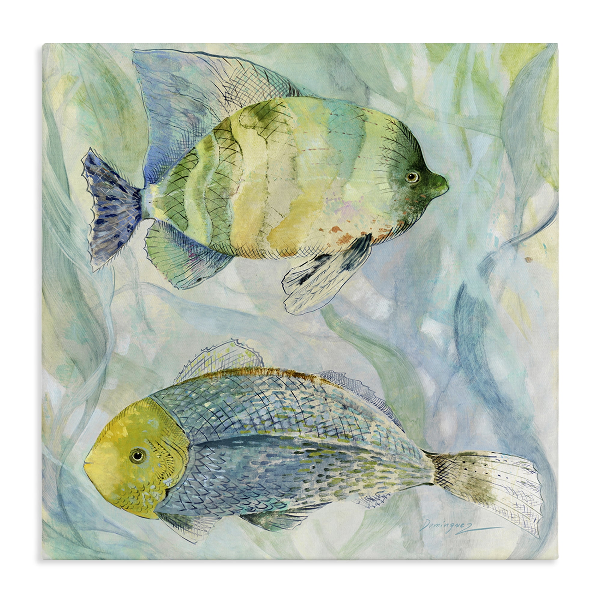 Stupell Industries Sweet Fish Duo Blue Green Canvas Wall Art, design by Lorenzo Collective