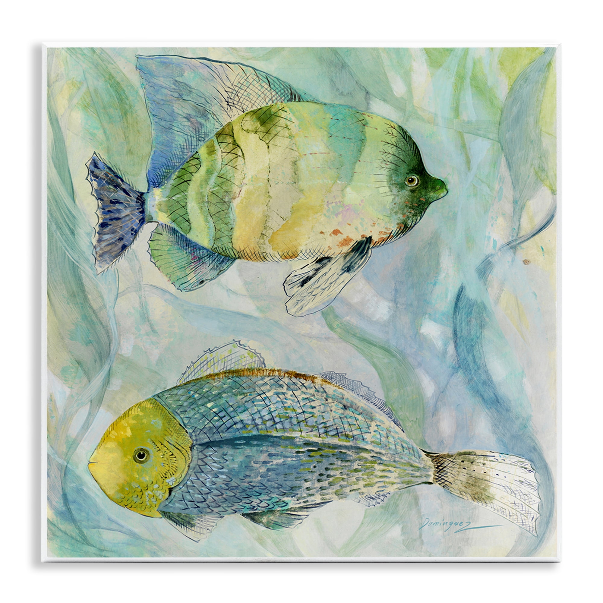 Stupell Industries Sweet Fish Duo Blue Green Wall Plaque Art, design by Lorenzo Collective