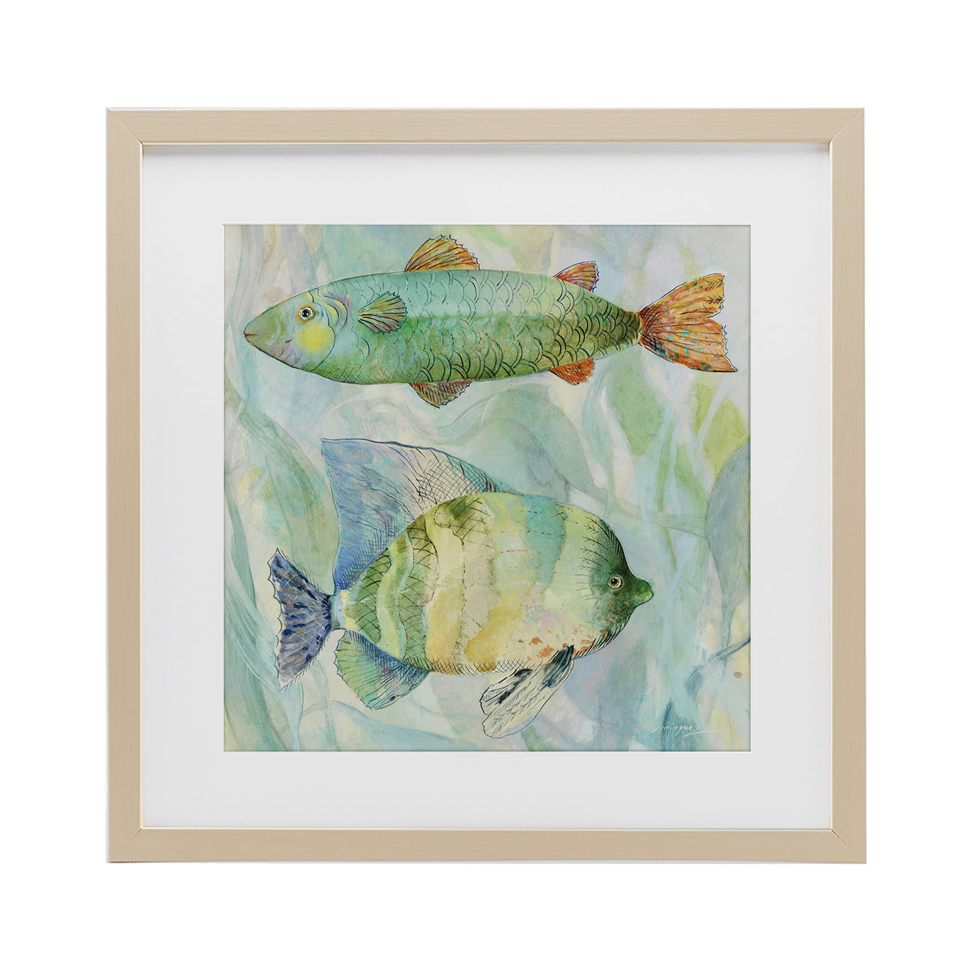 Stupell Industries Sweet Fish Duo Watercolor Birch Framed Print Under Glass, design by Lorenzo Collective