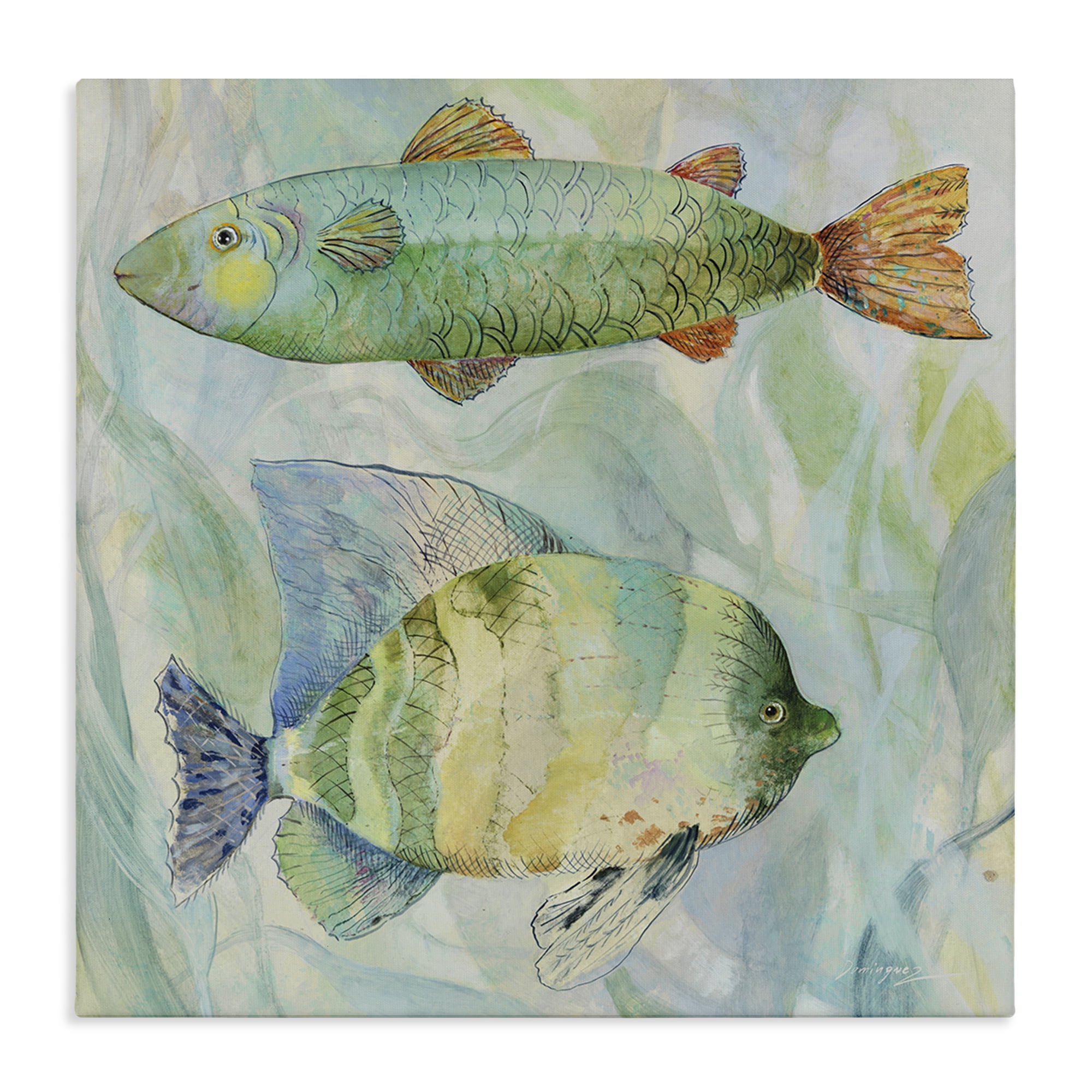 Stupell Industries Sweet Fish Duo Watercolor Canvas Wall Art, design by Lorenzo Collective