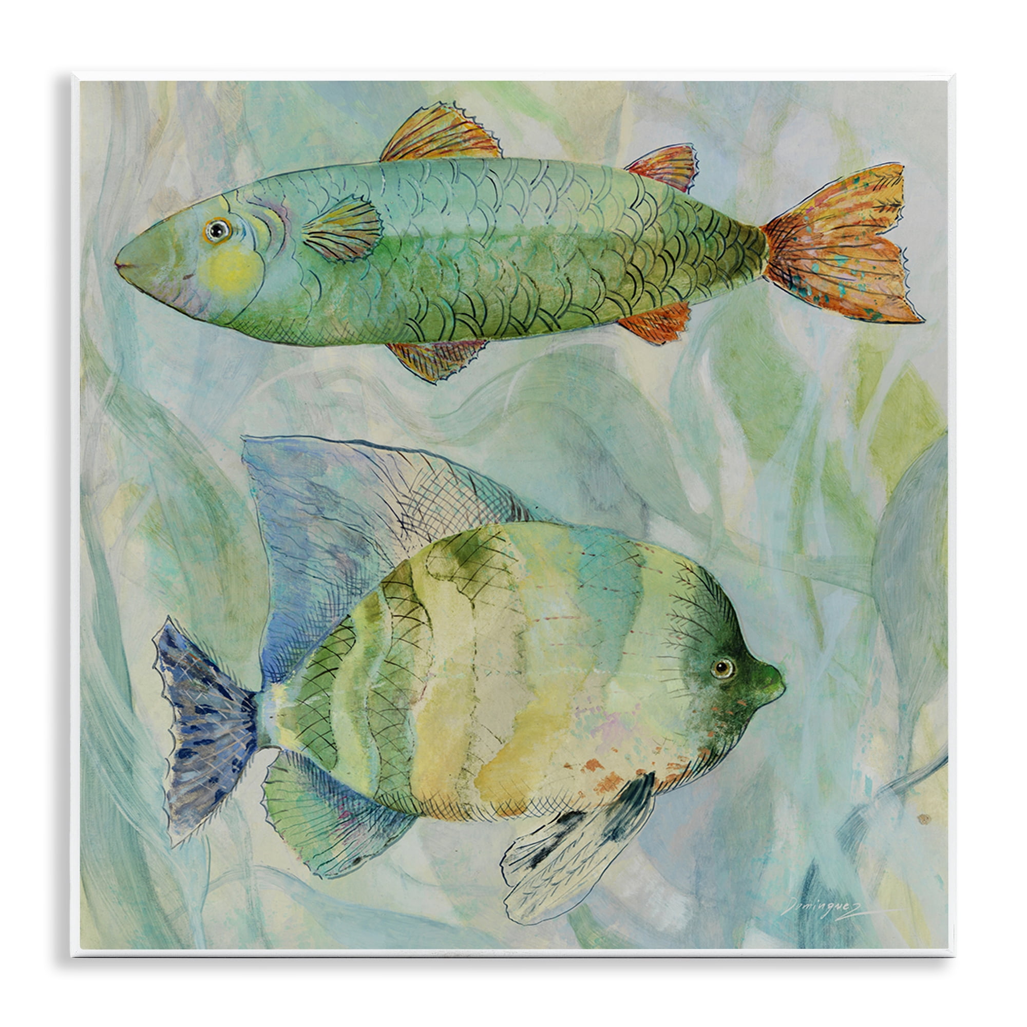 Stupell Industries Sweet Fish Duo Watercolor Wall Plaque Art, design by Lorenzo Collective