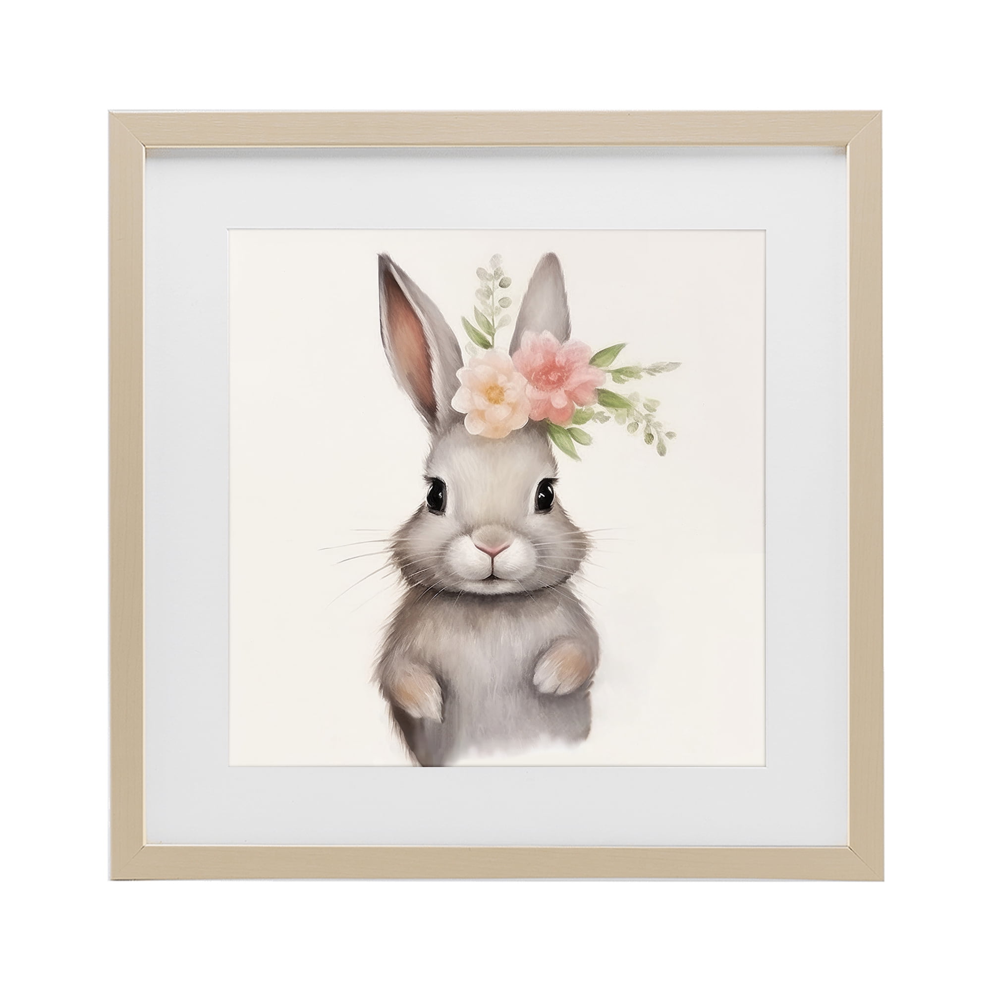 Stupell Industries Sweet Floral Crowned Bunny Birch Framed Print Under Glass, design by Lazar Studio