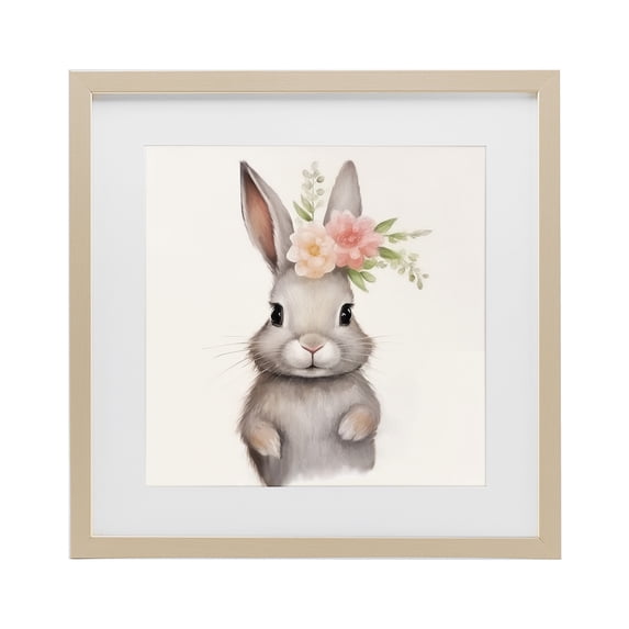 Stupell Industries Cottage Sweet Floral Crowned Bunny Birch Framed Print Under Glass, 16 x 16, by Lazar Studio