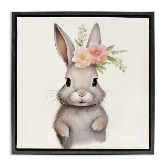 Stupell Industries Cottage Sweet Floral Crowned Bunny Black Floating Frame Canvas Art, 25 x 25, by Lazar Studio