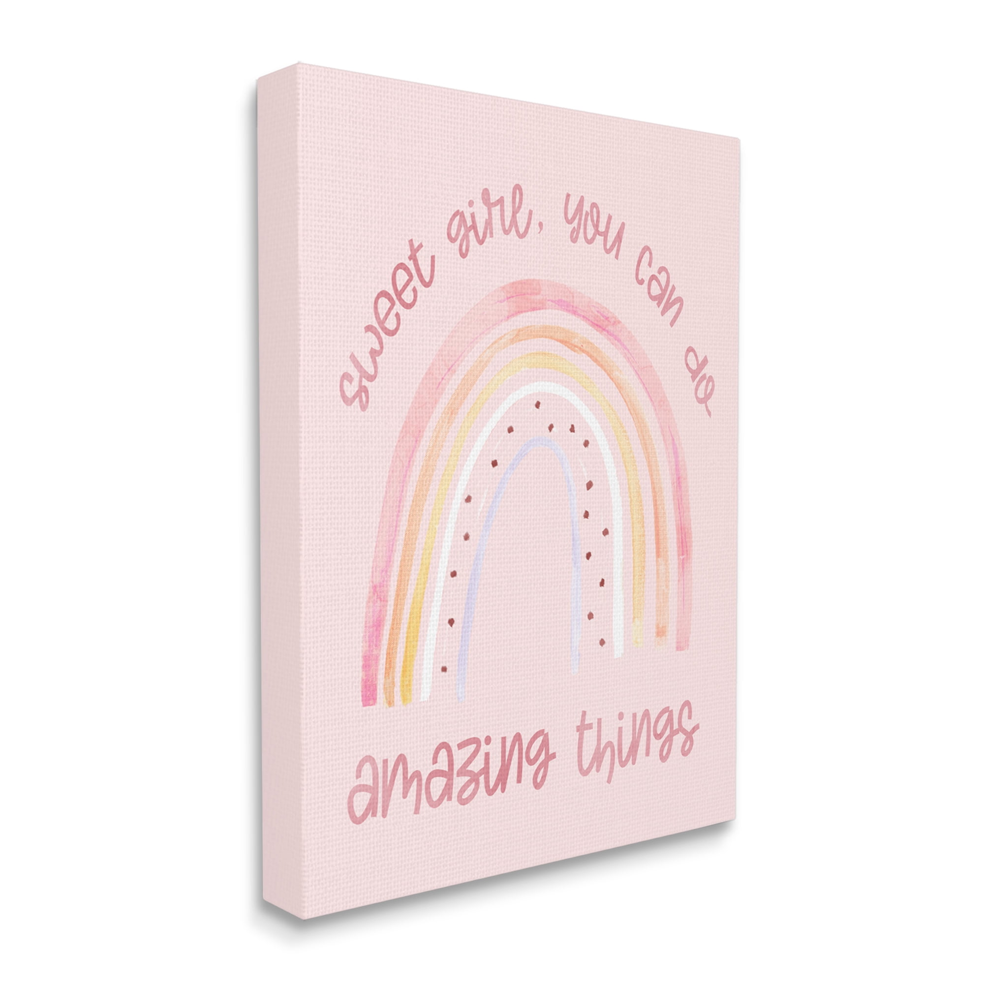 Stupell Industries Sweet Girl Amazing Things Phrase Pink Spotted Rainbow, 16 x 20, Designed by Daphne Polselli