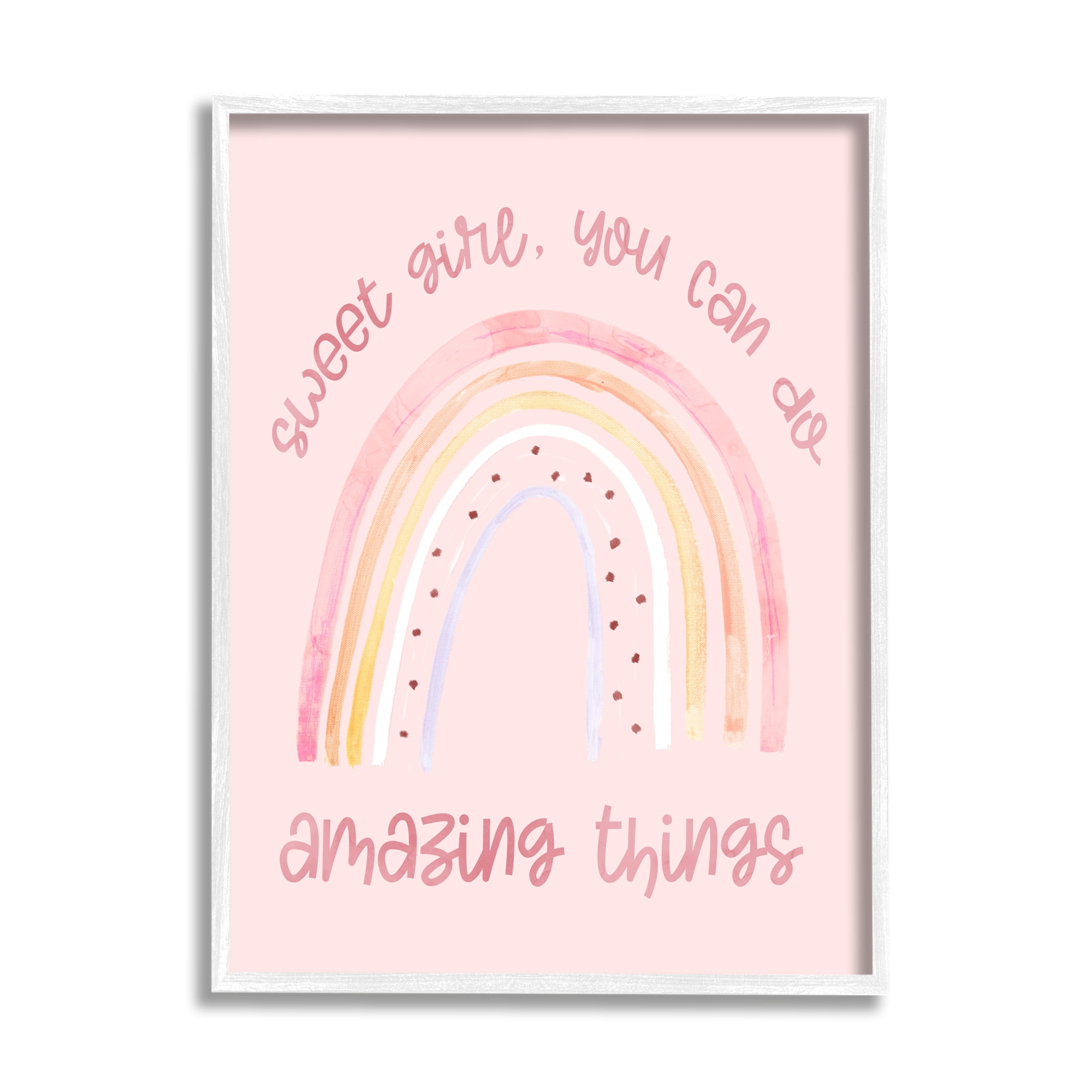 Stupell Industries Sweet Girl Amazing Things Phrase Pink Spotted Rainbow, 16 x 20, Designed by Daphne Polselli