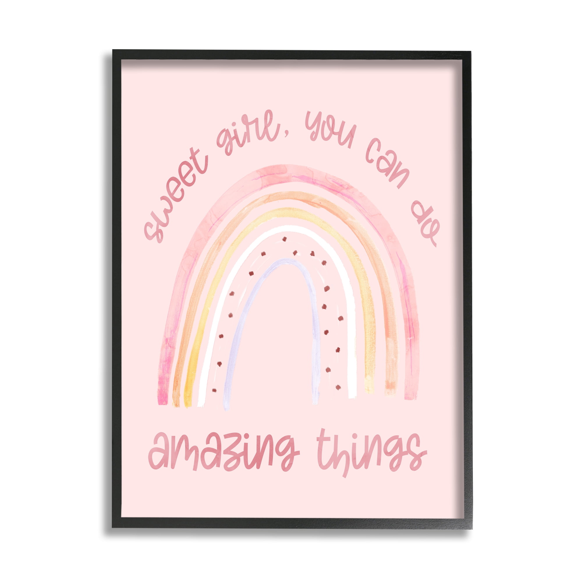 Stupell Industries Sweet Girl Amazing Things Phrase Pink Spotted Rainbow, 24 x 30, Designed by Daphne Polselli
