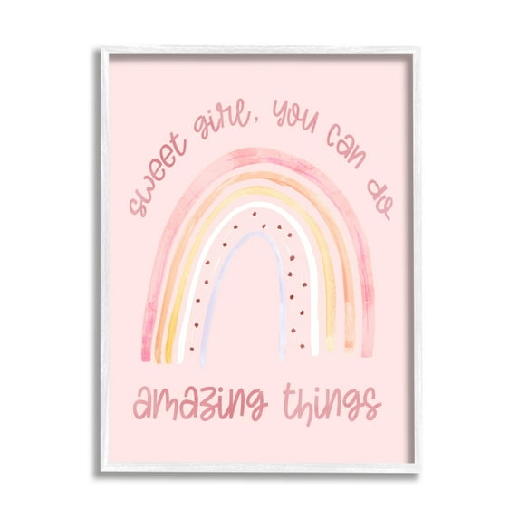 Stupell Industries Sweet Girl Amazing Things Phrase Pink Spotted Rainbow, 24 x 30, Designed by Daphne Polselli