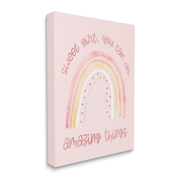 Stupell Industries Sweet Girl Amazing Things Phrase Pink Spotted Rainbow, 30 x 40, Designed by Daphne Polselli