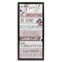 Stupell Industries Sweet Girl Inspirational Phrases Inspirational Painting Black Floater Framed Canvas Art Print Wall Art, 11 x 25