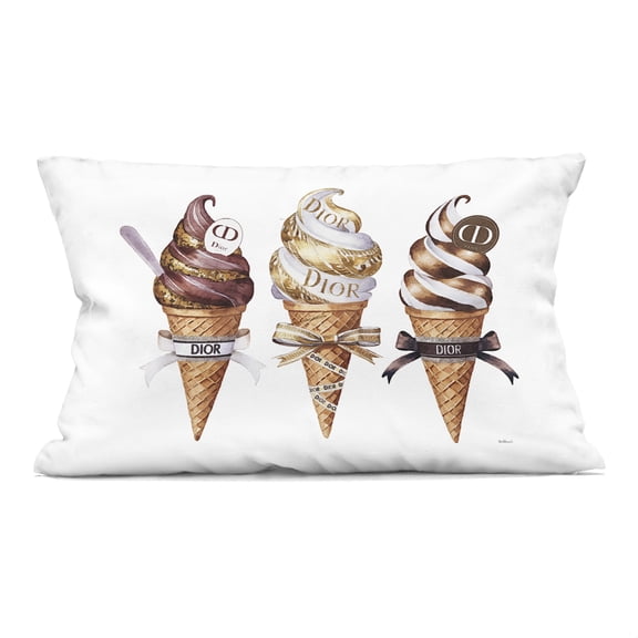 Stupell Industries Sweet Glam Ice Cream Decorative Printed Throw Pillow design by Amanda Greenwood, 14 x 7 x 20