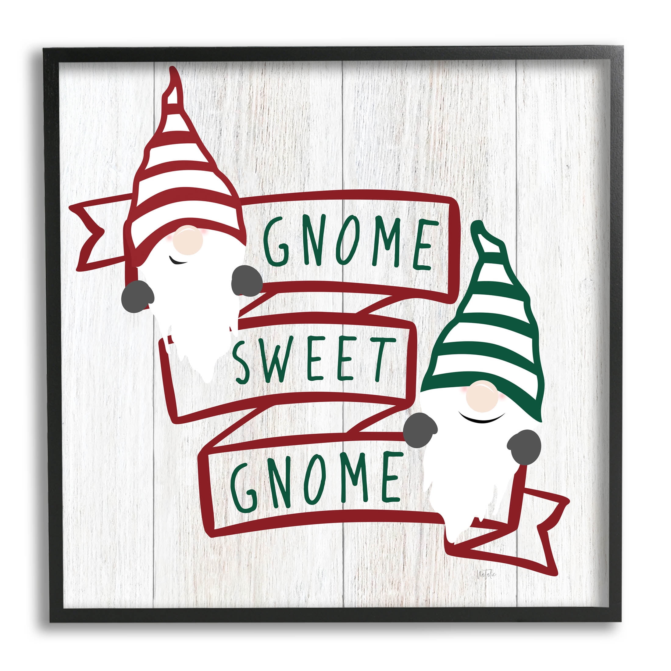Stupell Industries Sweet Gnome Banner Phrase Graphic Art Black Framed Art Print Wall Art, Design by Natalie Carpentieri