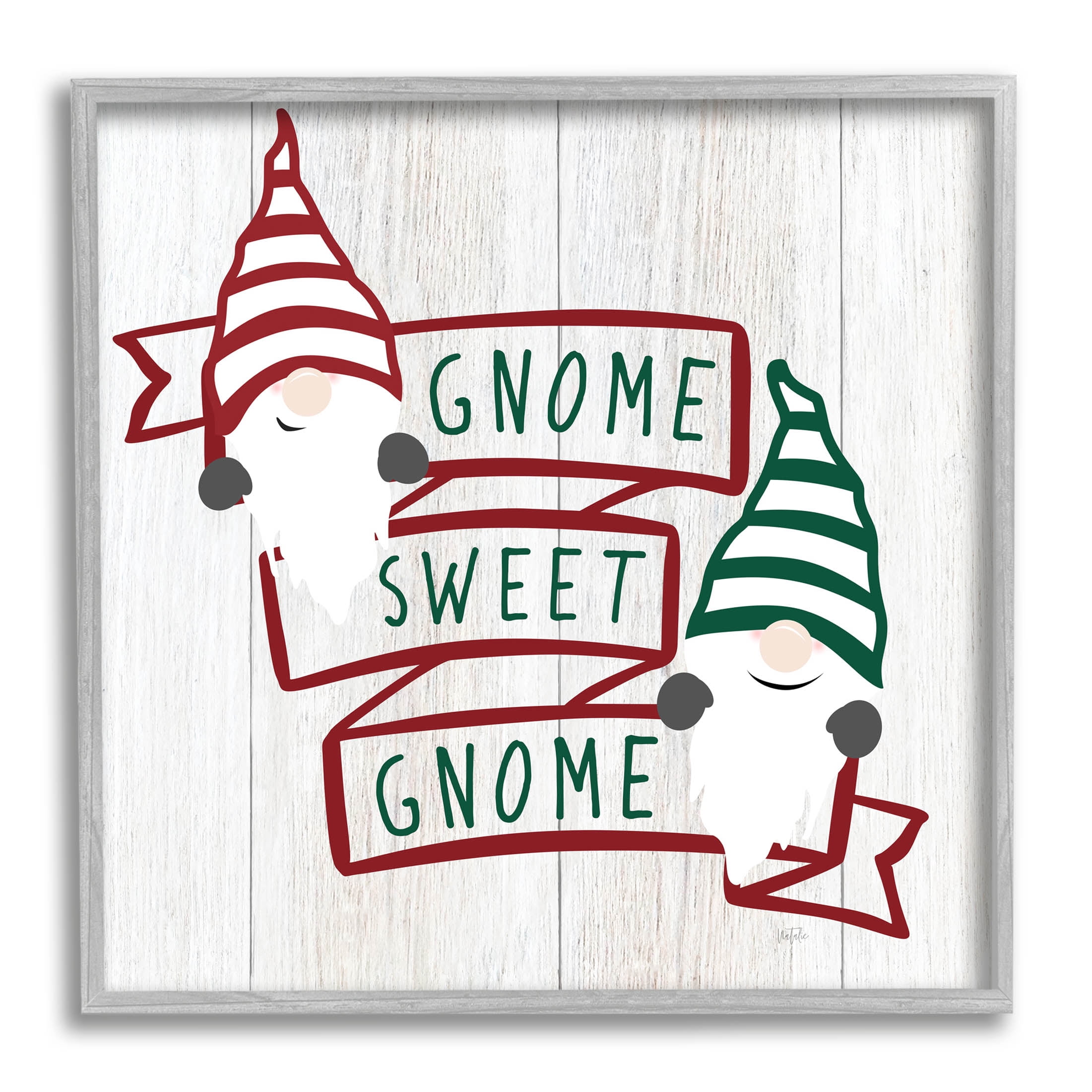 Stupell Industries Sweet Gnome Banner Phrase Graphic Art Gray Framed Art Print Wall Art, Design by Natalie Carpentieri