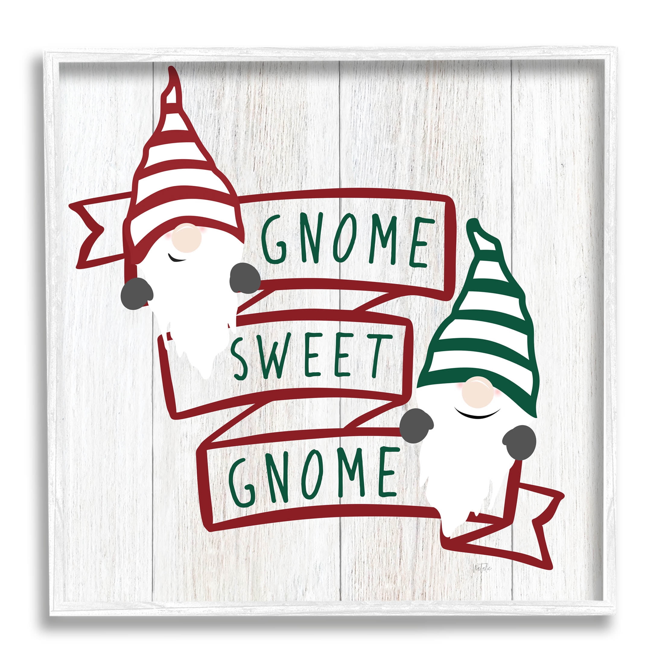 Stupell Industries Sweet Gnome Banner Phrase Graphic Art White Framed Art Print Wall Art, Design by Natalie Carpentieri