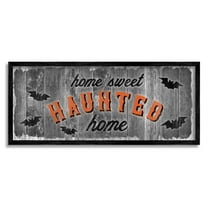 Stupell Industries Sweet Haunted Home Bats Sign Graphic Art Black Framed Art Print Wall Art, Design by Natalie Carpentieri
