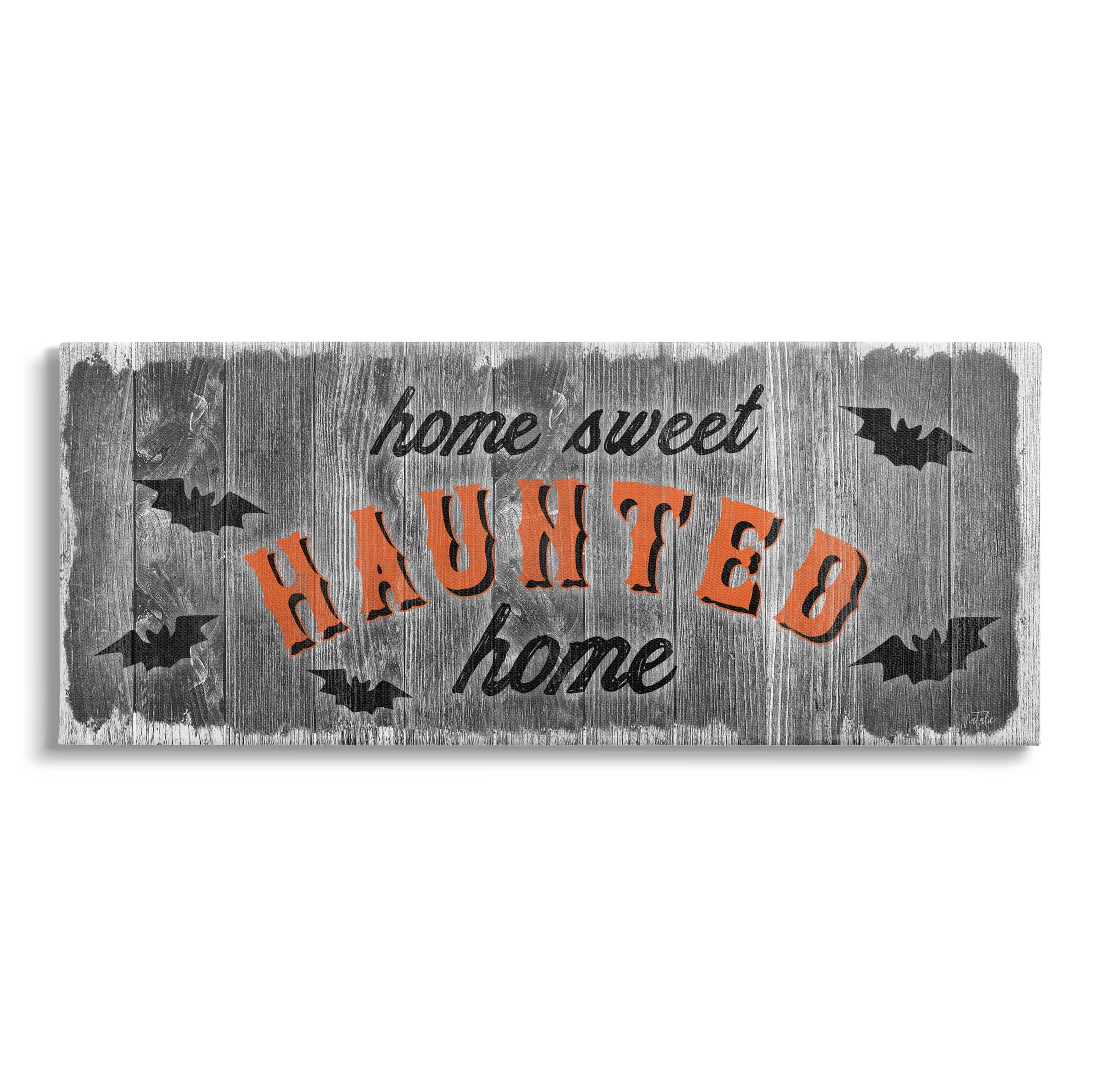 Stupell Industries Sweet Haunted Home Bats Sign Graphic Art Gallery Wrapped Canvas Print Wall Art, Design by Natalie Carpentieri