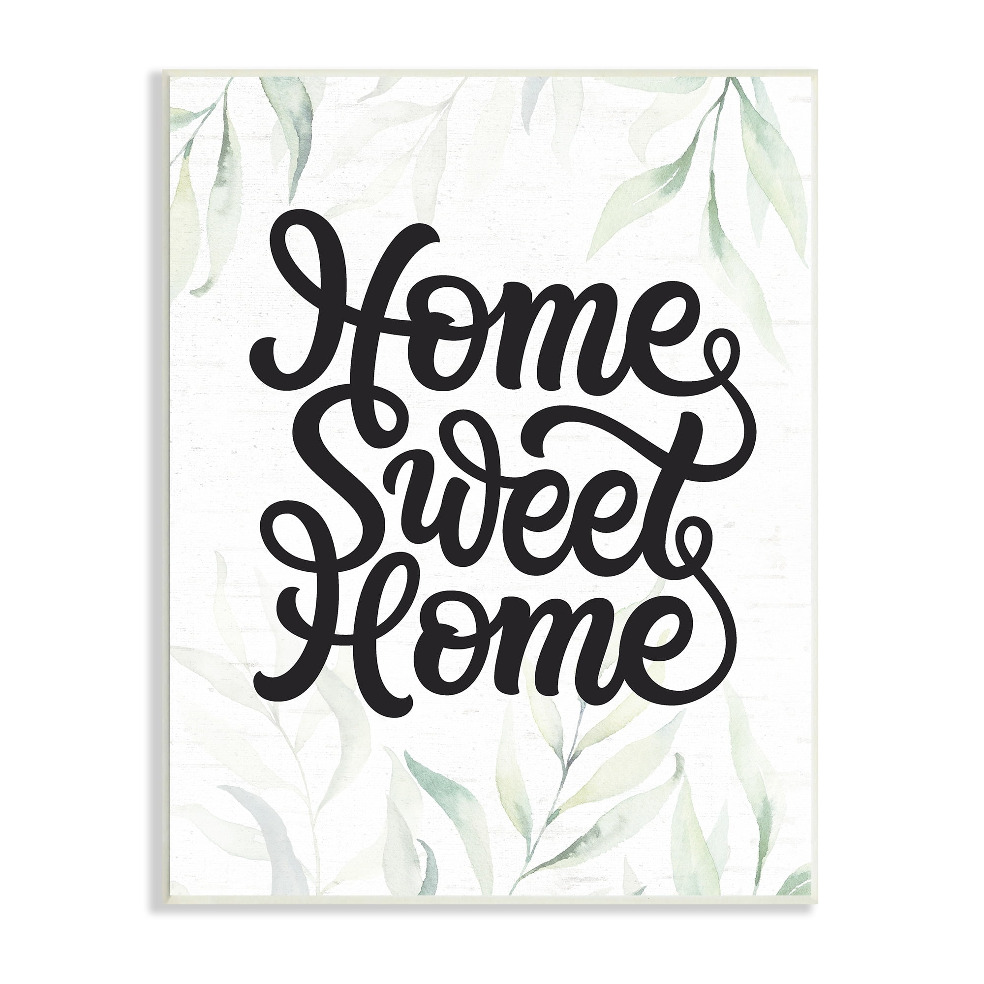 Stupell Industries Sweet Home Bold Retro Calligraphy Plant Leaves Graphic Art Unframed Art Print Wall Art, Design by Lettered and Lined