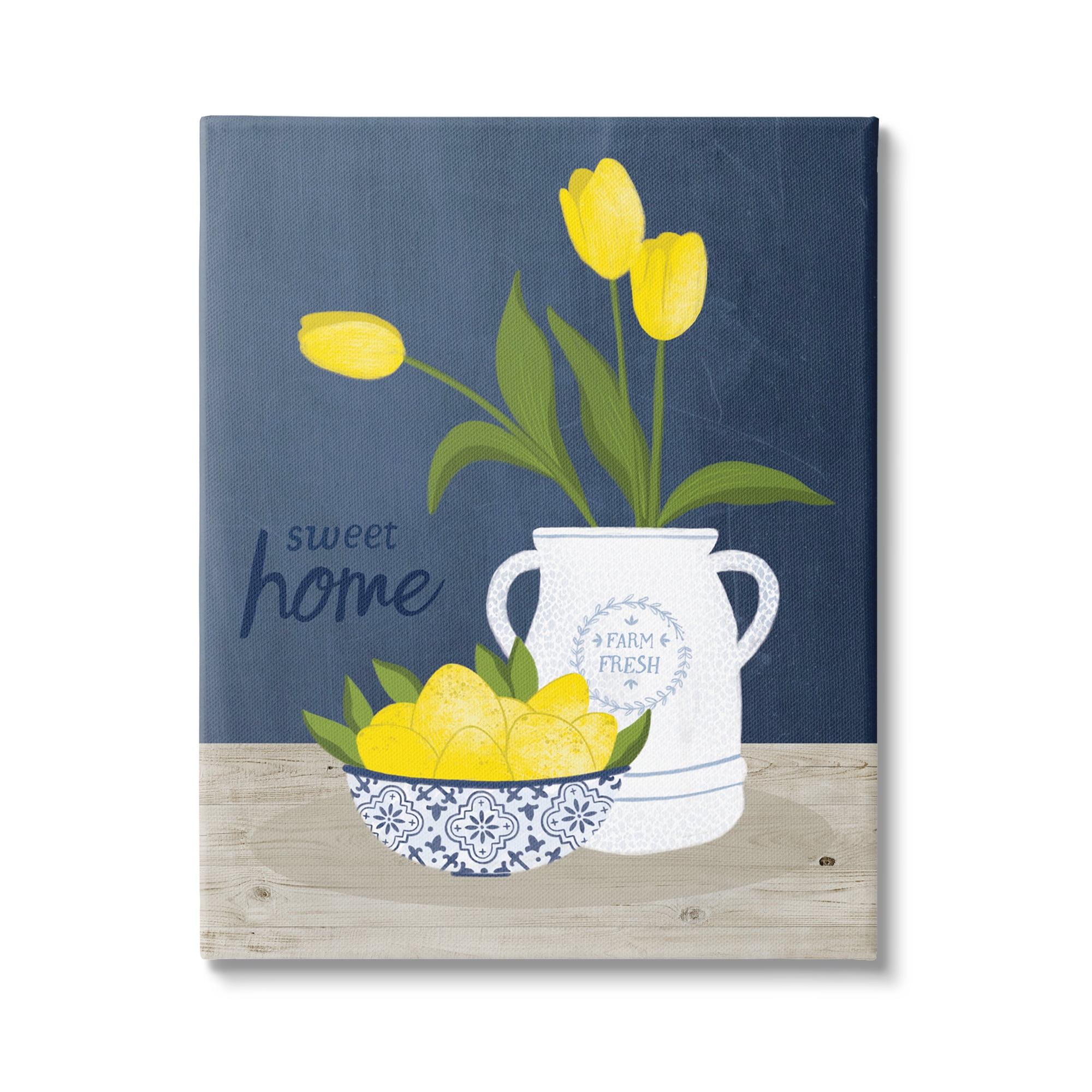 Stupell Industries Sweet Home Farm Fresh Yellow Country Tulips Lemons Graphic Art Gallery Wrapped Canvas Print Wall Art, Design by Nina Seven