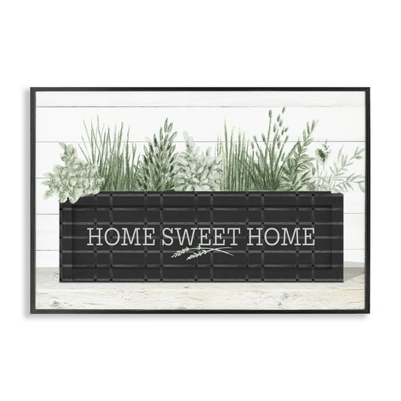 Stupell Industries Sweet Home Garden Box Botanical & Floral Painting Black Framed Art Print Wall Art, 18 x 12