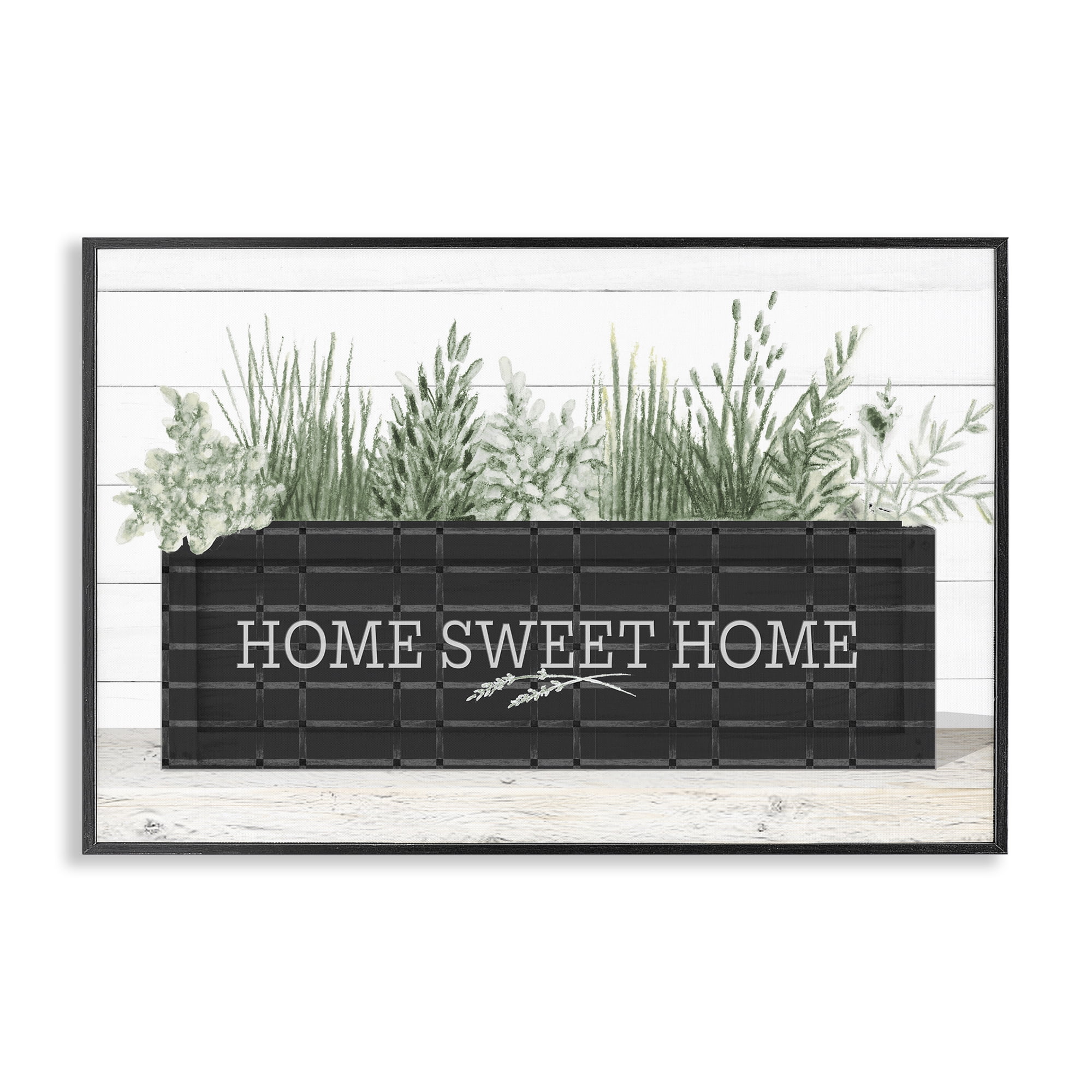 Stupell Industries Sweet Home Garden Box Botanical & Floral Painting Black Framed Art Print Wall Art, 30 x 20