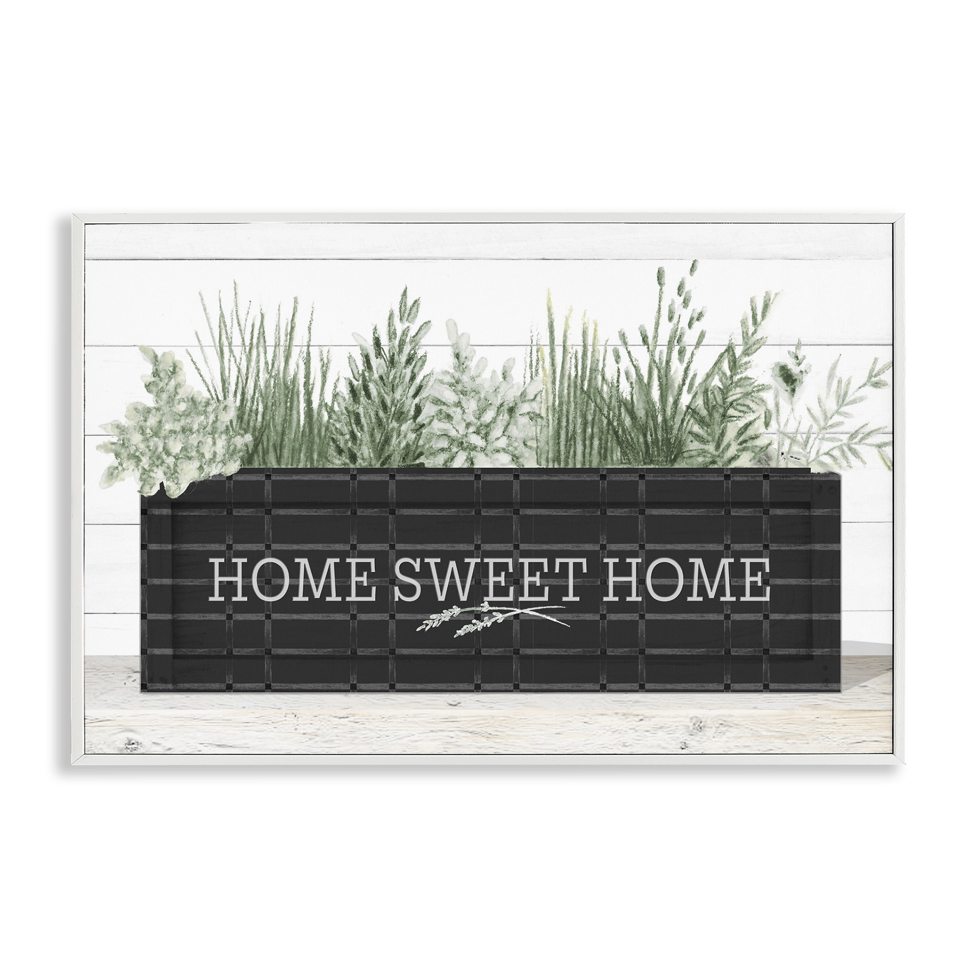 Stupell Industries Sweet Home Garden Box Botanical & Floral Painting White Framed Art Print Wall Art, 30 x 20