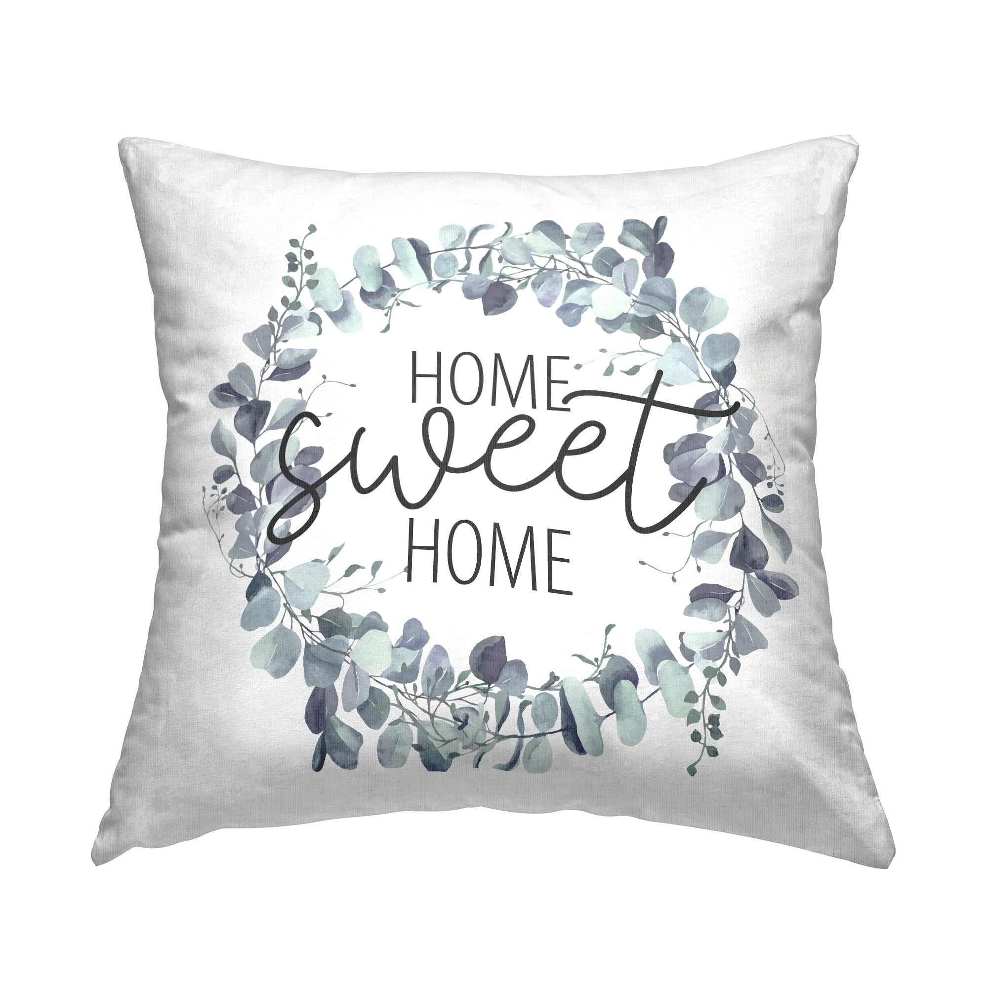 Stupell Industries Sweet Home Greeting Blue Eucalyptus Botanicals Design by Kim Allen Throw Pillow