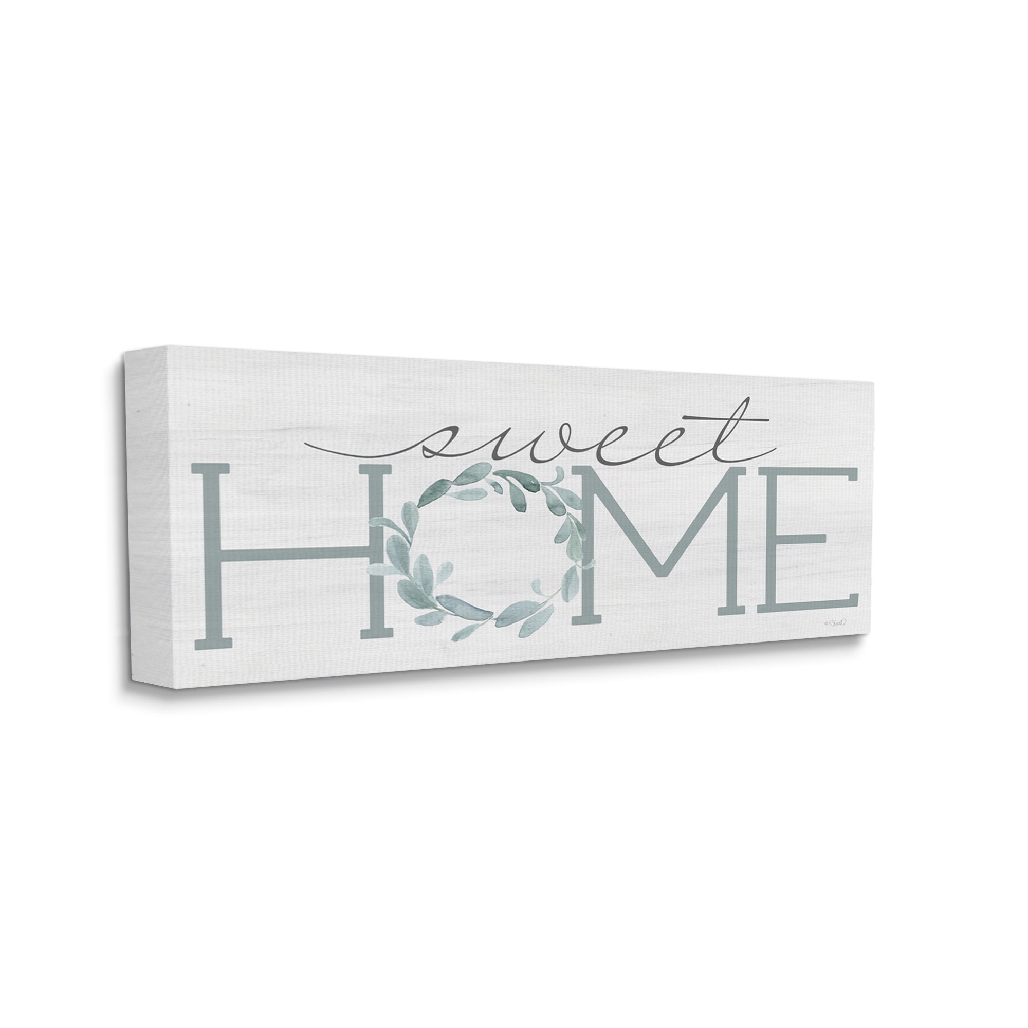 Stupell Industries Sweet Home Greeting Grey Floral Wreath,13 x 30,Designed by Kate Sherrill