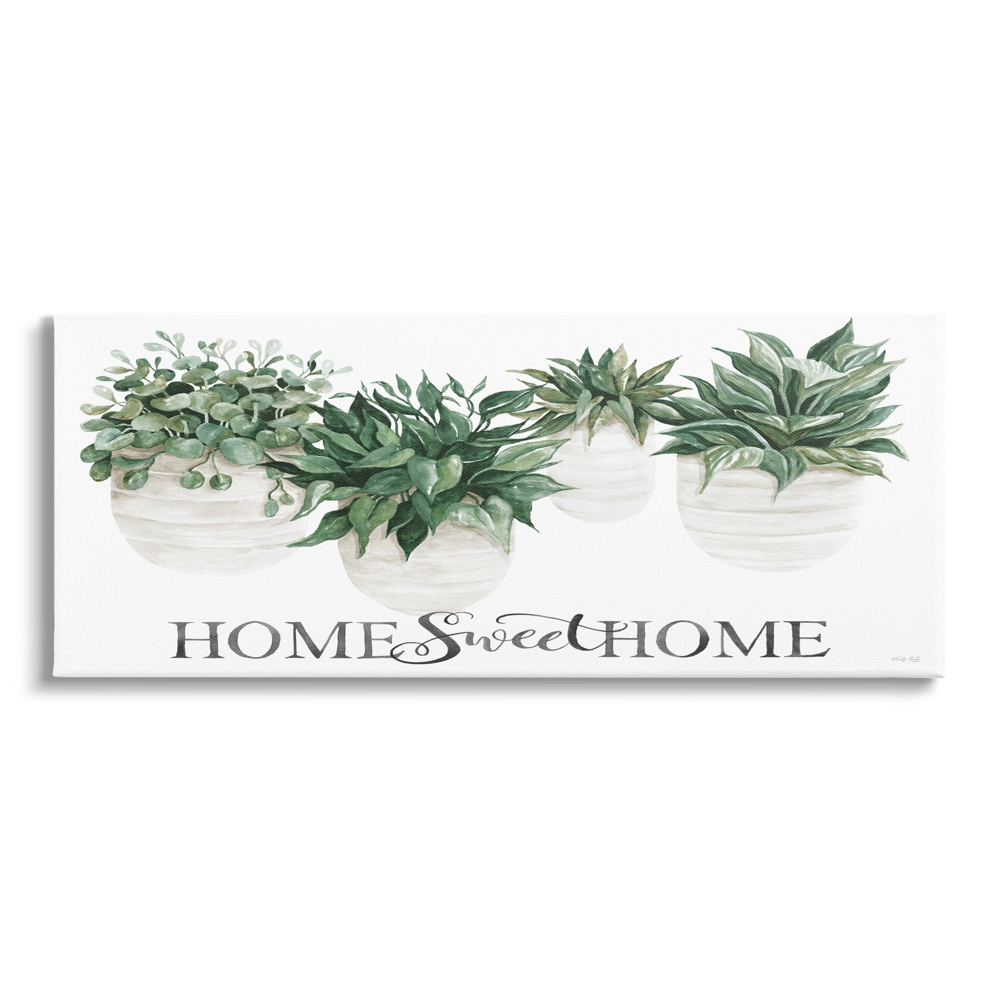 Stupell Industries Sweet Home Lush Succulents House Plants Sign Graphic Art Gallery Wrapped Canvas Print Wall Art, Design by Cindy Jacobs
