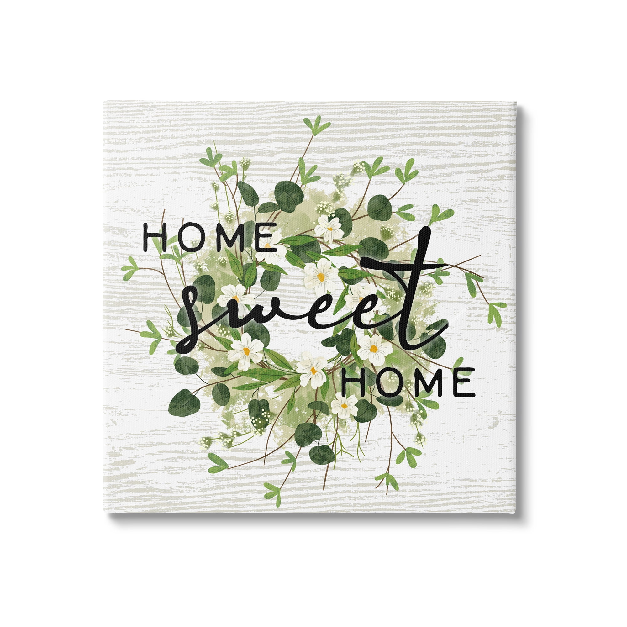 Stupell Industries Sweet Home Rustic Pattern Botanical Blossom Wreath Graphic Art Gallery Wrapped Canvas Print Wall Art, Design by Ziwei Li
