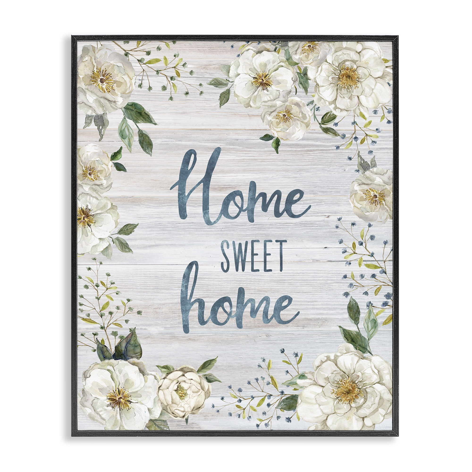 Stupell Industries Sweet Home Shabby Chic Plants & Flowers Painting Black Framed Art Print Wall Art, 24 x 30