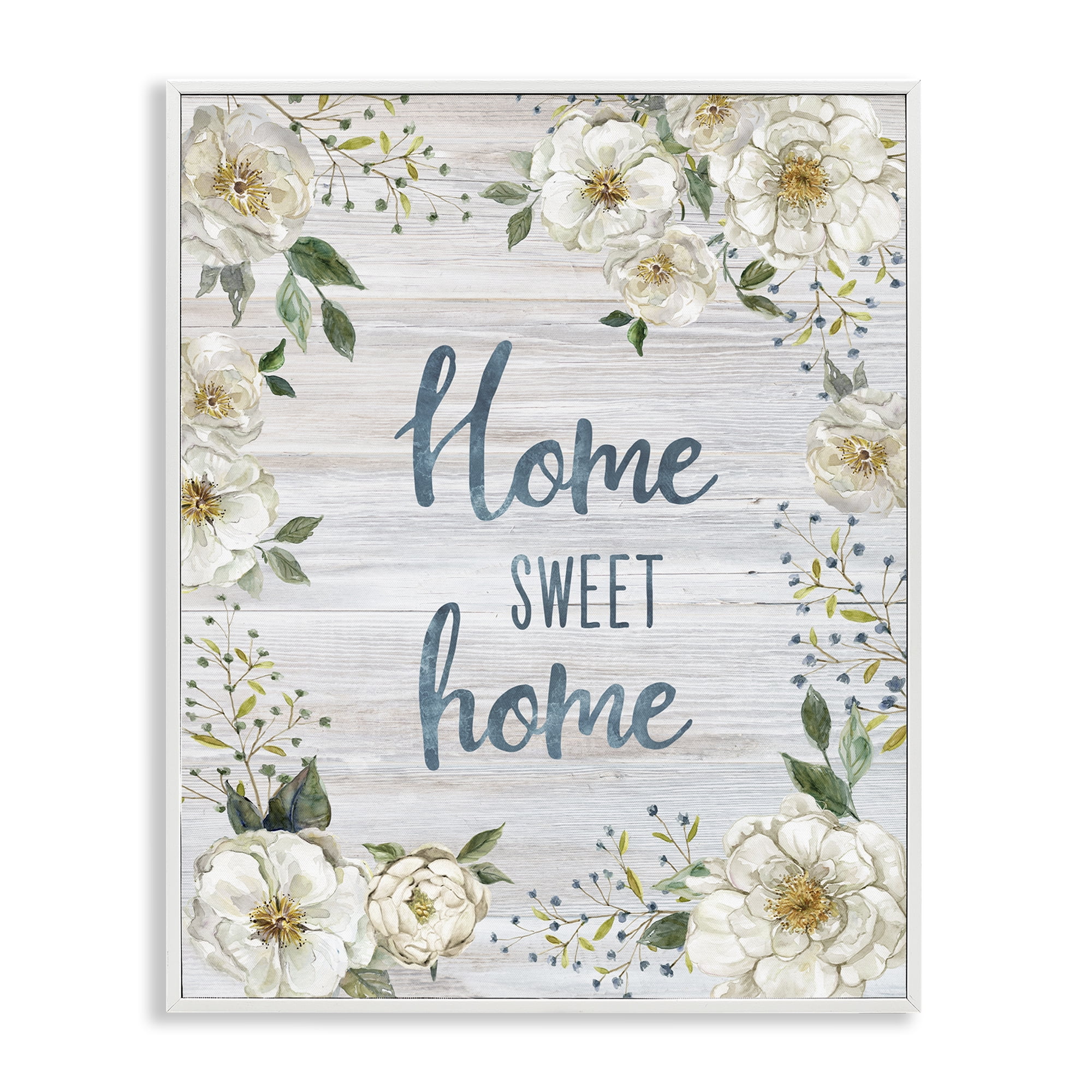 Stupell Industries Sweet Home Shabby Chic Plants & Flowers Painting White Framed Art Print Wall Art, 24 x 30