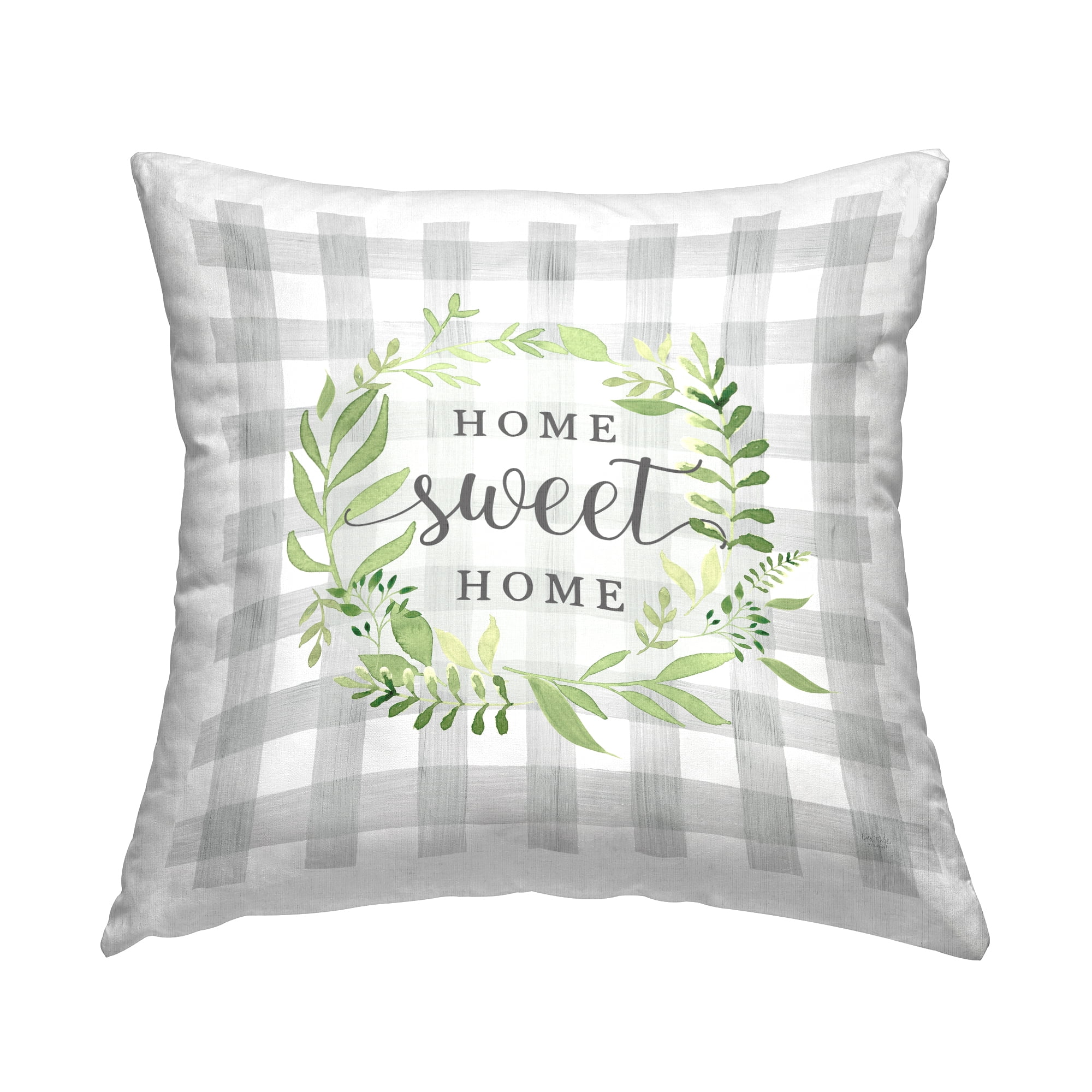 Stupell Industries Sweet Home Tartan Wreath Square Decorative Printed Throw Pillow, 18 x 18