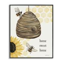 Stupell Industries Sweet Home on Honeycomb Botanical & Floral Painting Black Framed Art Print Wall Art, 11 x 14