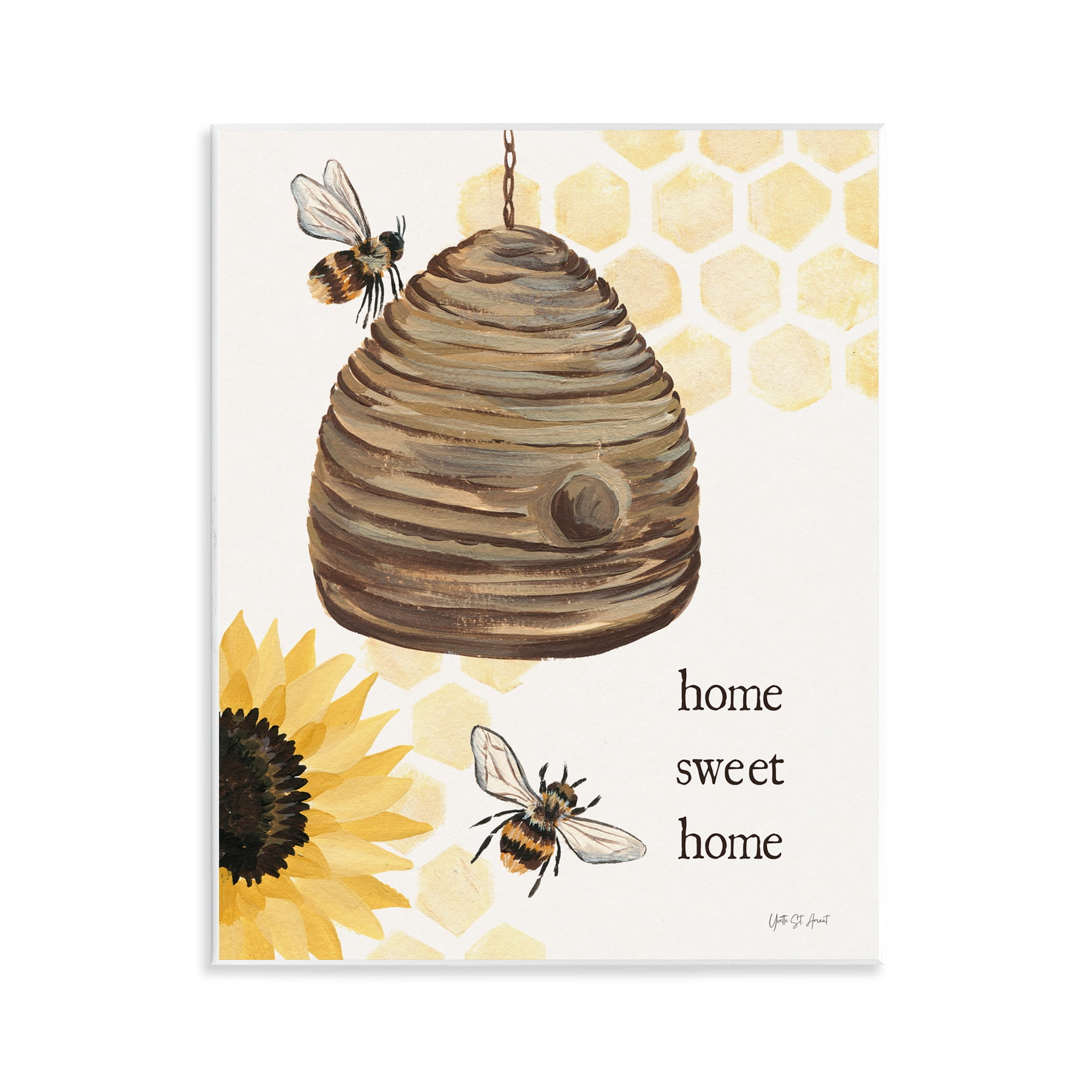Stupell Industries Sweet Home on Honeycomb Botanical & Floral Painting Unframed Art Print Wall Art, 11 x 14
