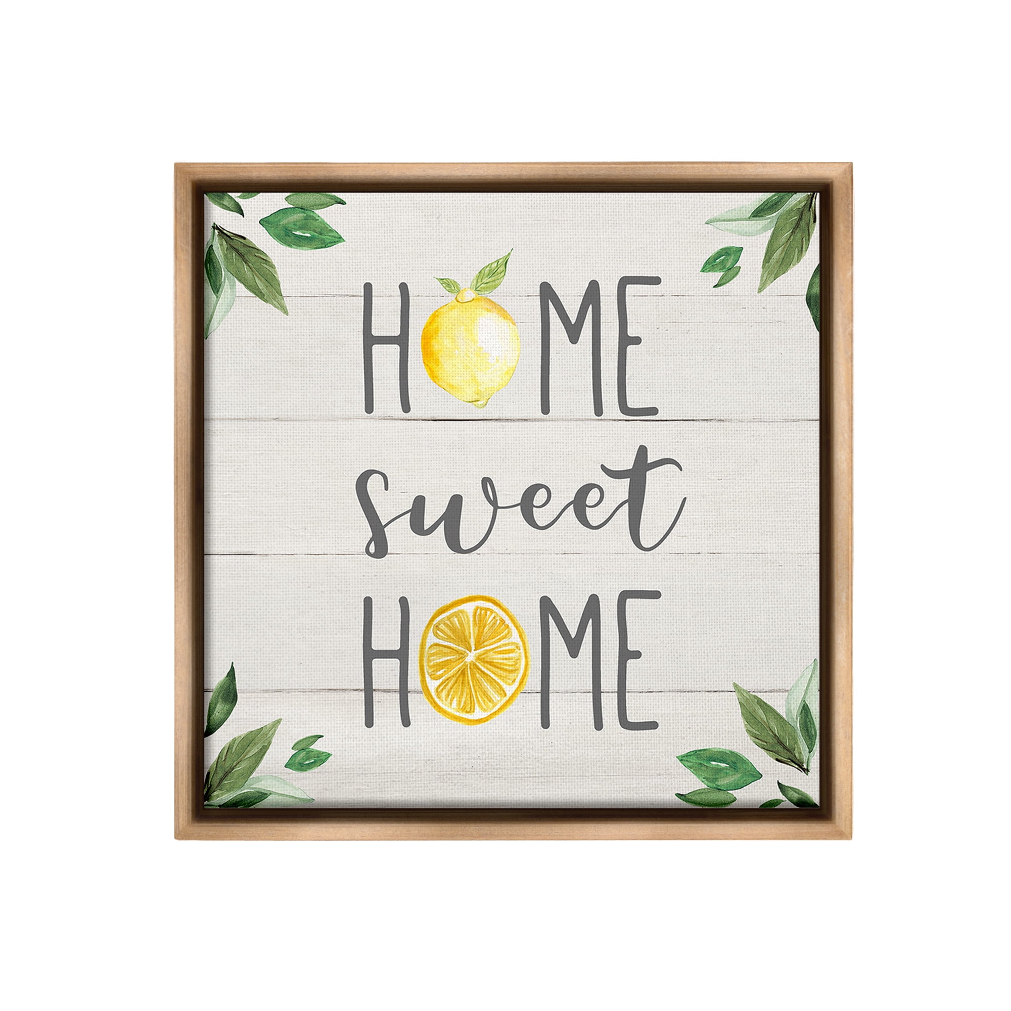 Stupell Industries Sweet Home with Lemons Food & Beverage Painting Brown Floater Framed Canvas Art Print Wall Art, 25 x 25