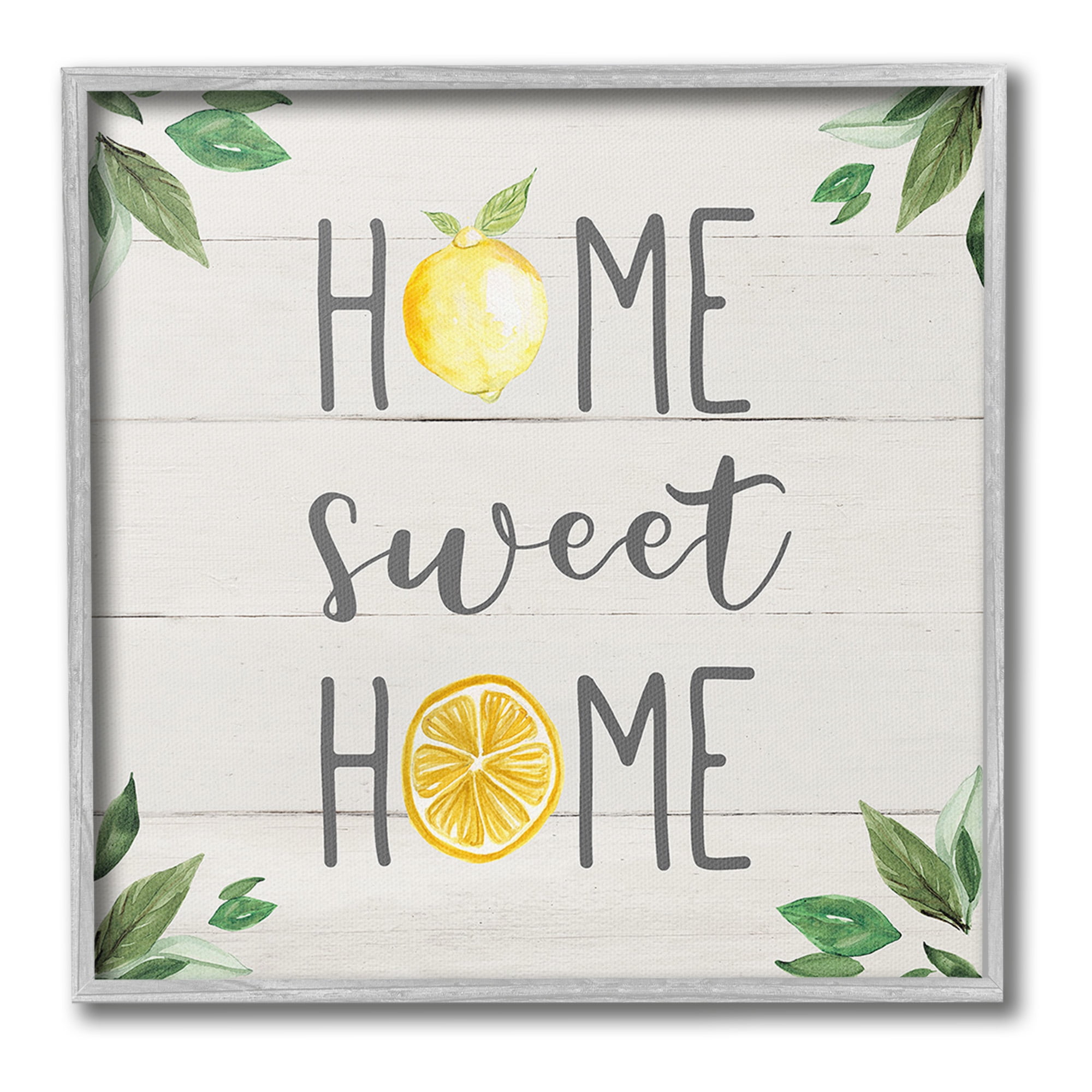 Stupell Industries Sweet Home with Lemons Food & Beverage Painting Gray Framed Art Print Wall Art, 17 x 17