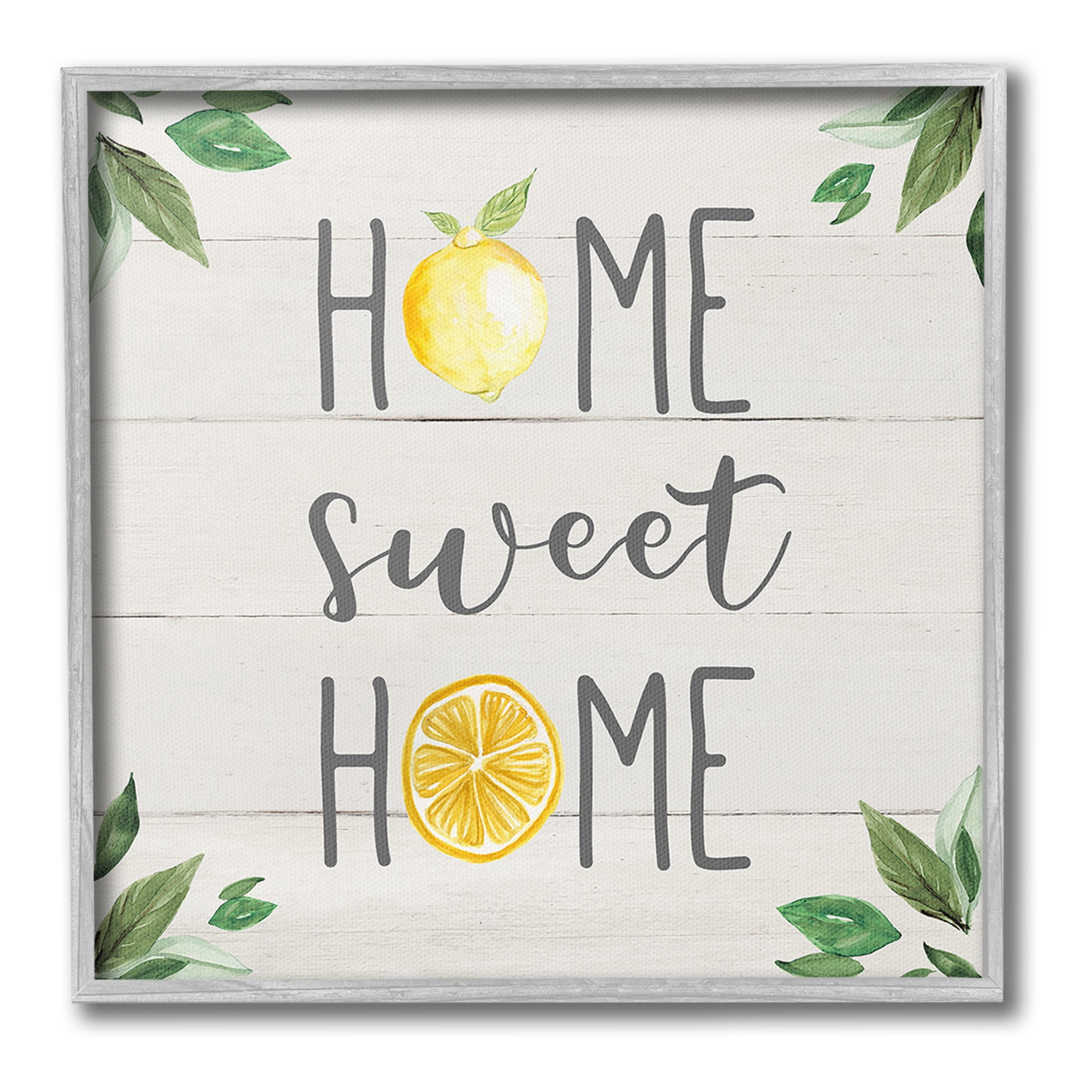 Stupell Industries Sweet Home with Lemons Food & Beverage Painting Gray Framed Art Print Wall Art, 24 x 24