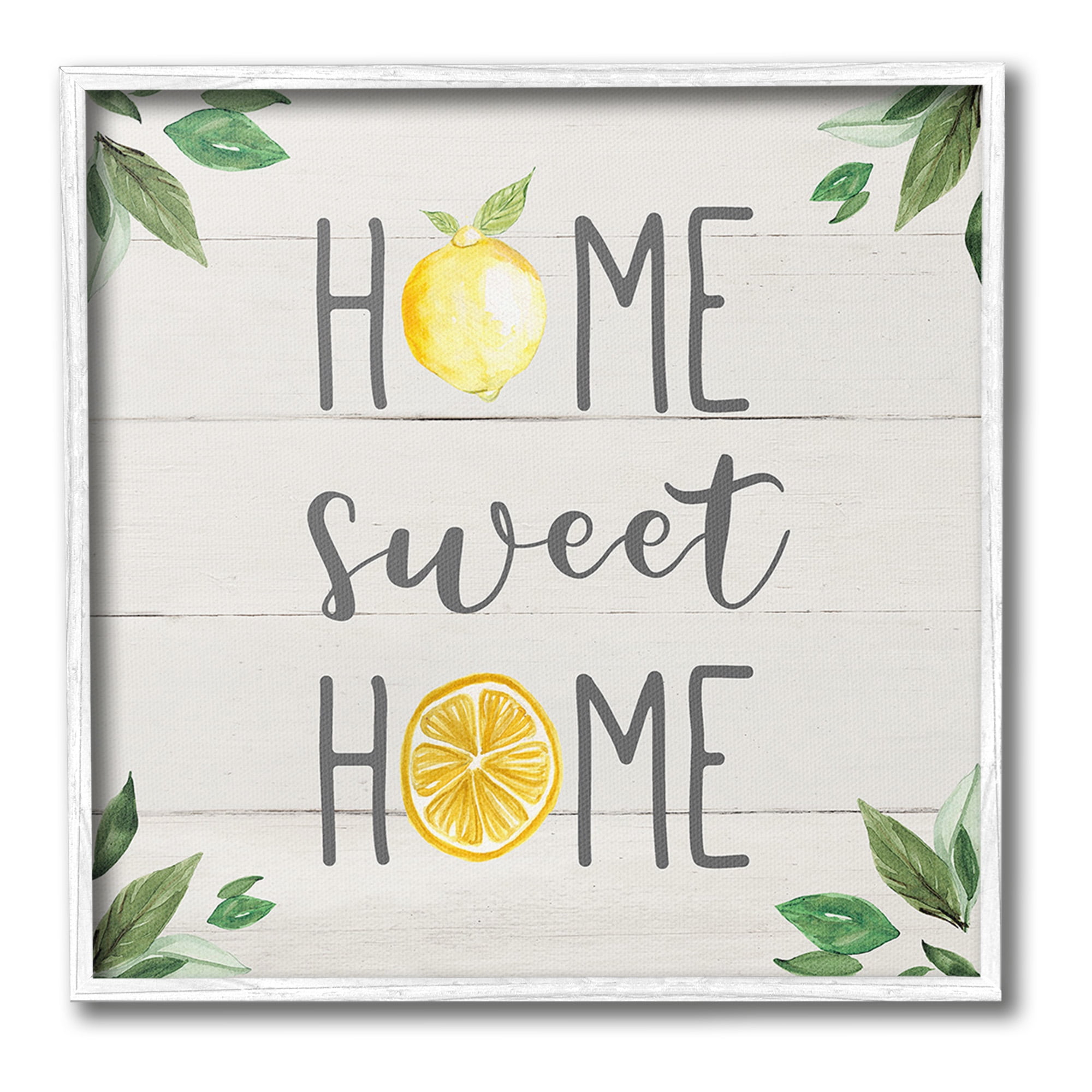 Stupell Industries Sweet Home with Lemons Food & Beverage Painting White Framed Art Print Wall Art, 17 x 17